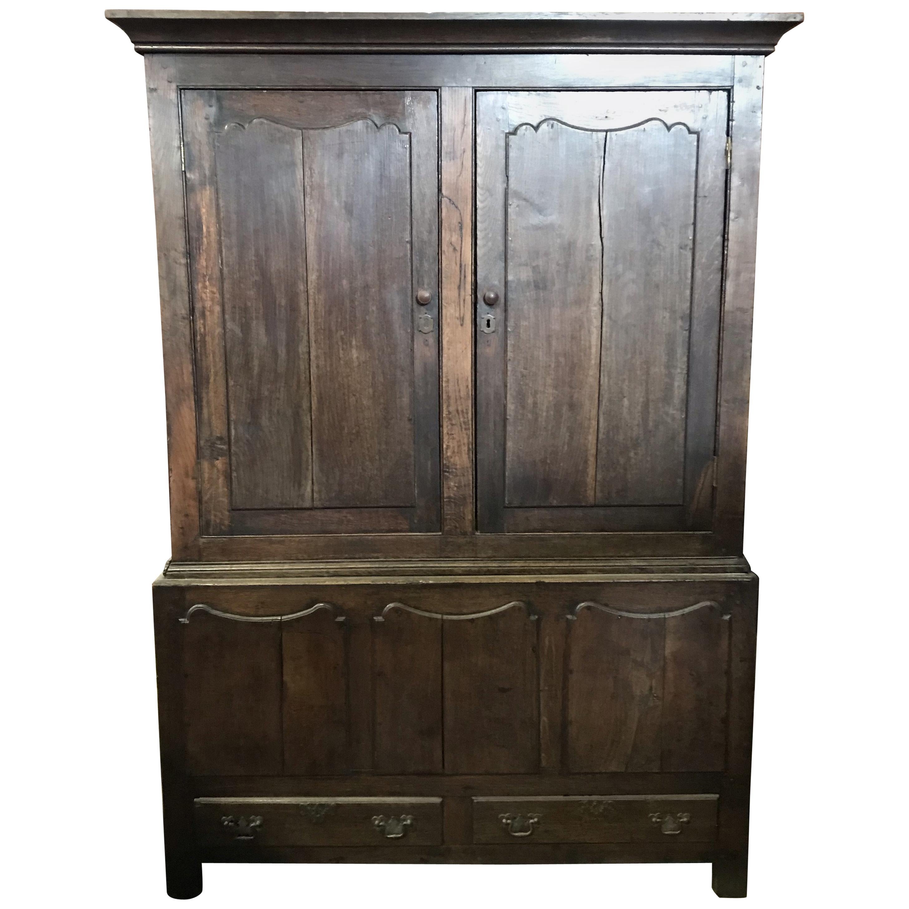 Wonderful 18th Century Oak Welsh Wardrobe Armoire Mud Room Cubby For Sale