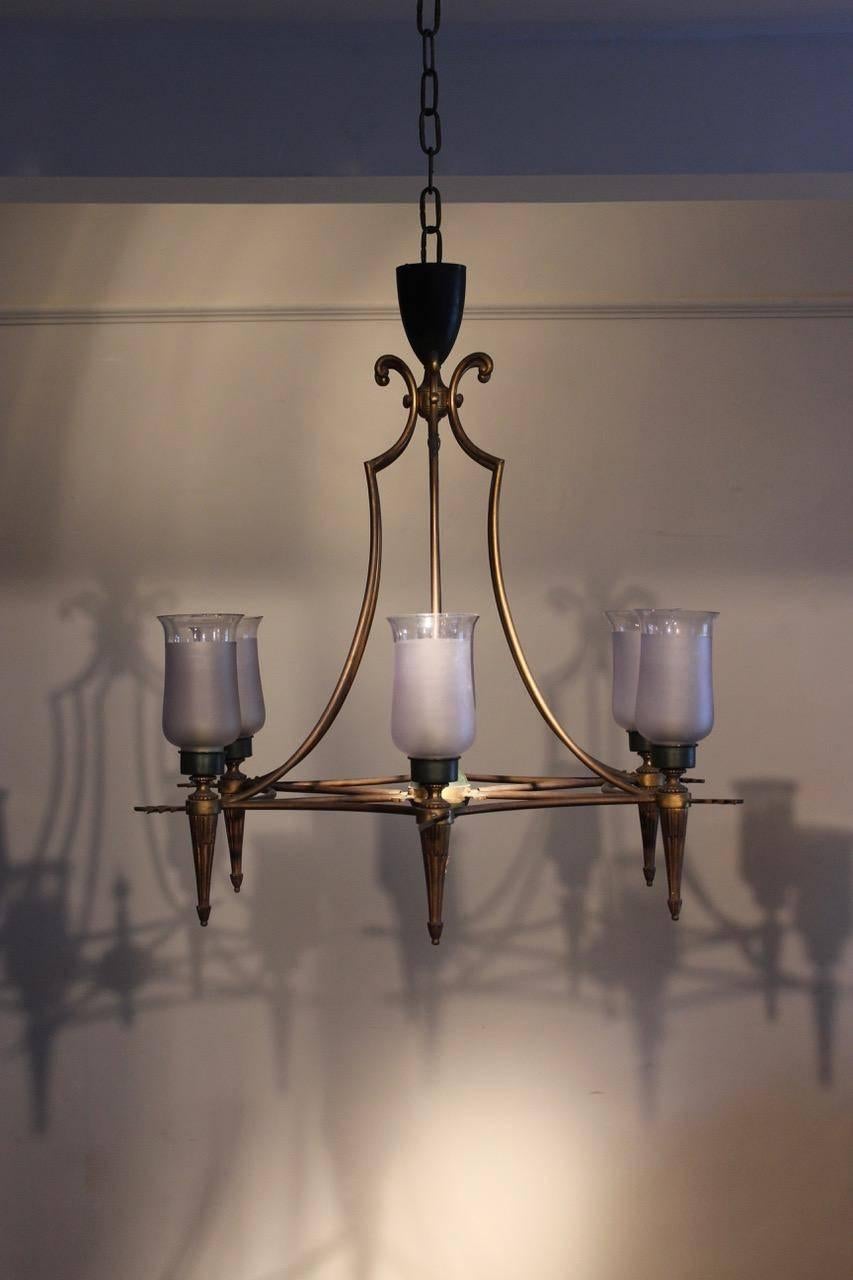 Wonderful 1940s Italian Six-Arm Chandelier For Sale 2