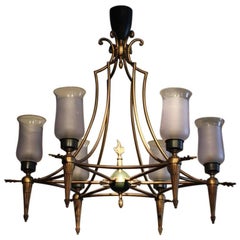 Vintage Wonderful 1940s Italian Six-Arm Chandelier