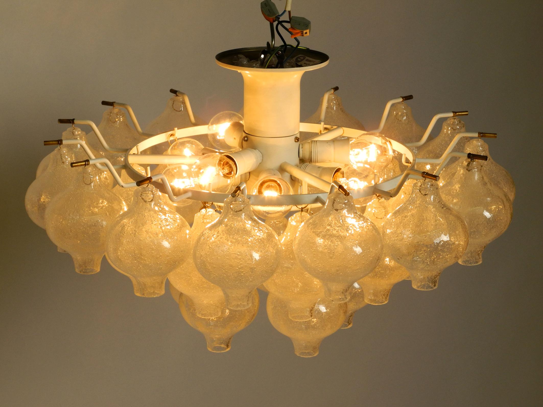 Mid-Century Modern Wonderful 1960s J. T. Kalmar Franken Tulipan Ice Glass Ball Ceiling Lamp