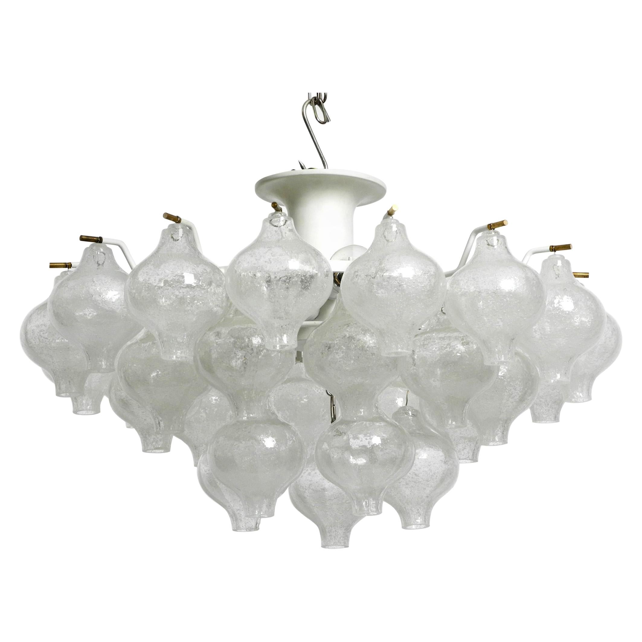 Wonderful 1960s J. T. Kalmar Franken Tulipan Ice Glass Ball Ceiling Lamp