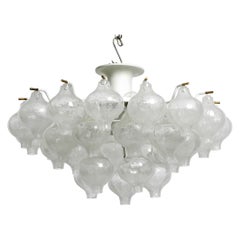 Wonderful 1960s J. T. Kalmar Franken Tulipan Ice Glass Ball Ceiling Lamp