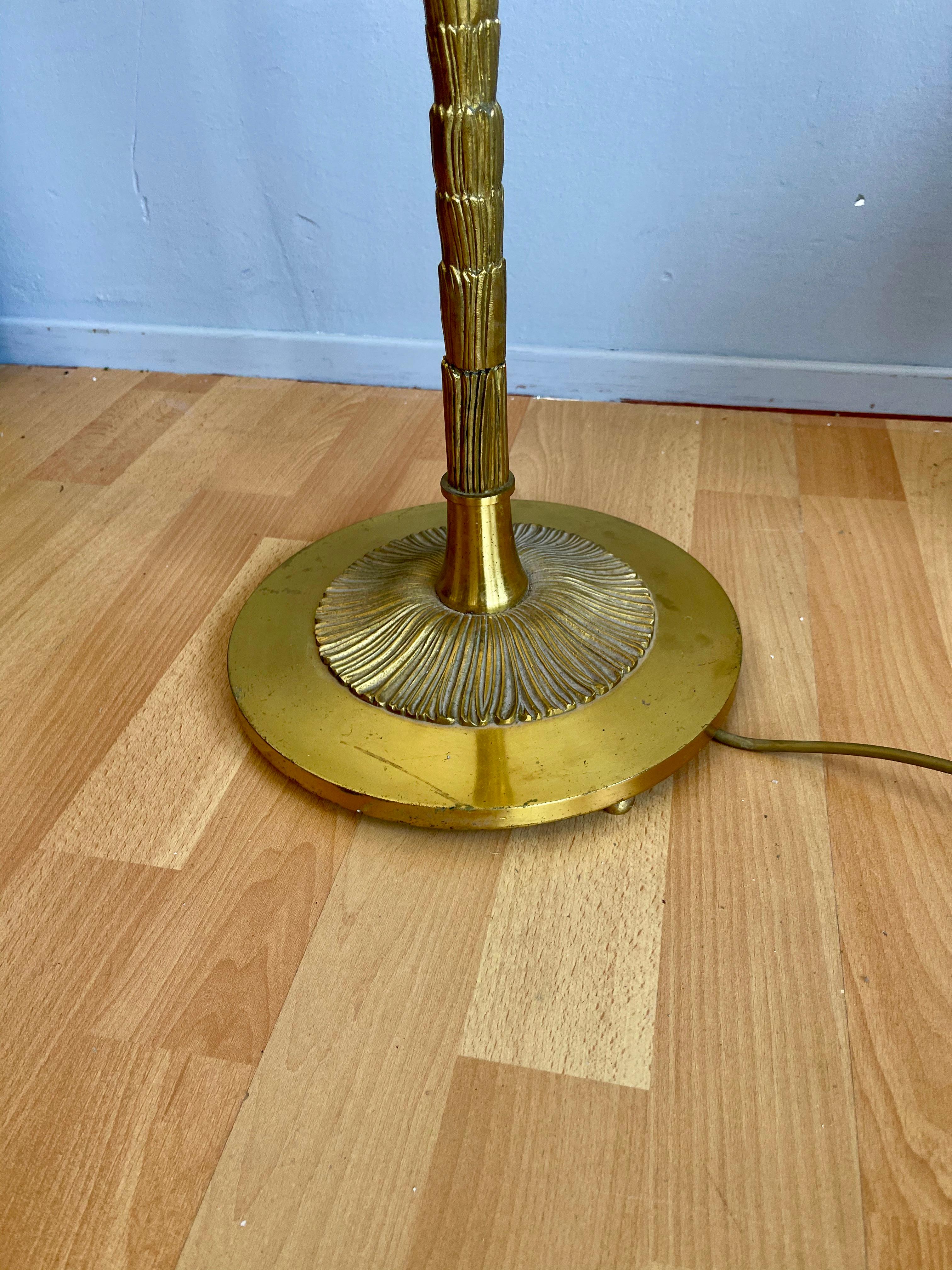 1970 Goldene Bronze Maison Bagus Attr, Stehlampe mit Palmenmuster, 1970 im Angebot 3