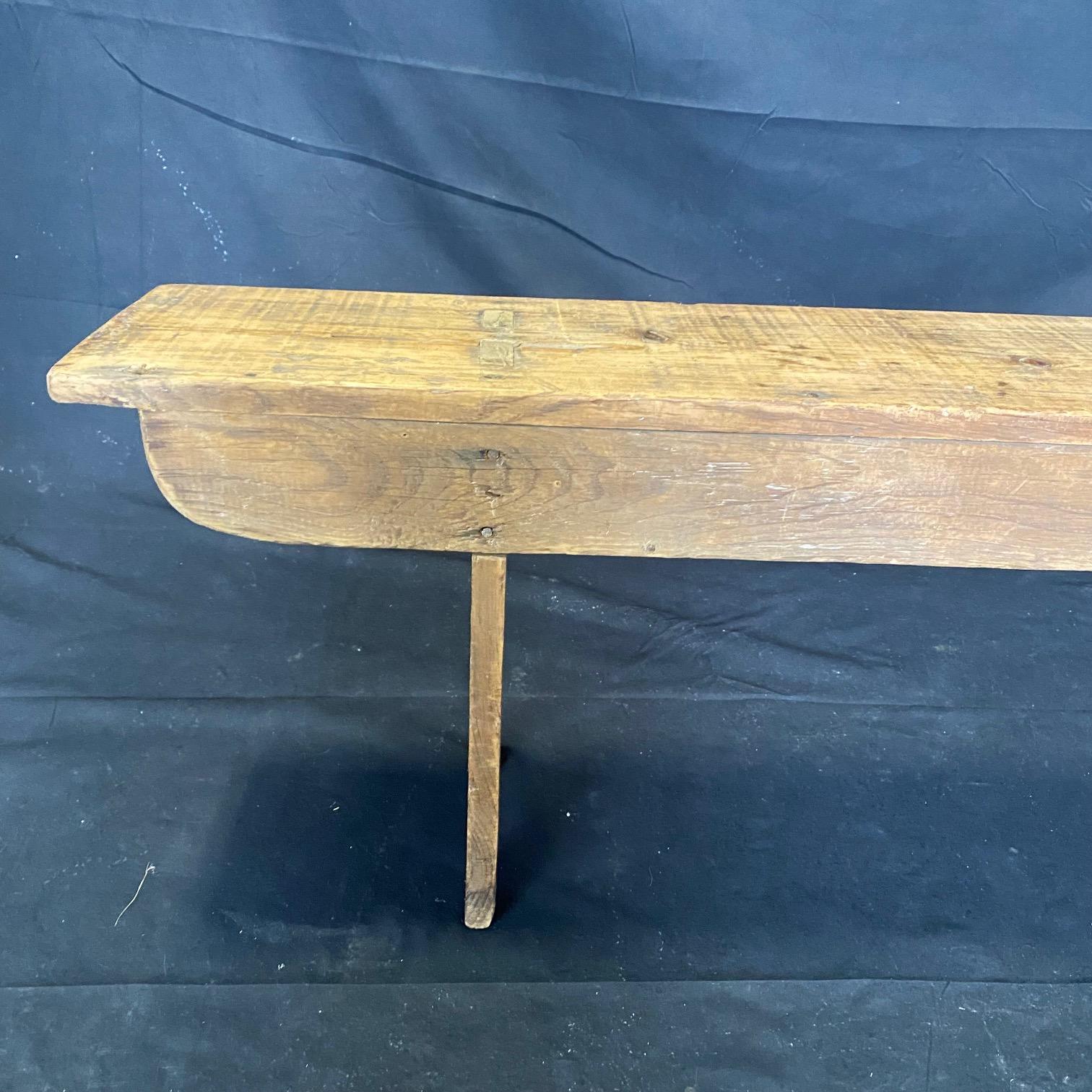 Pine Wonderful 19th Century Classic Early New England Country Bench For Sale