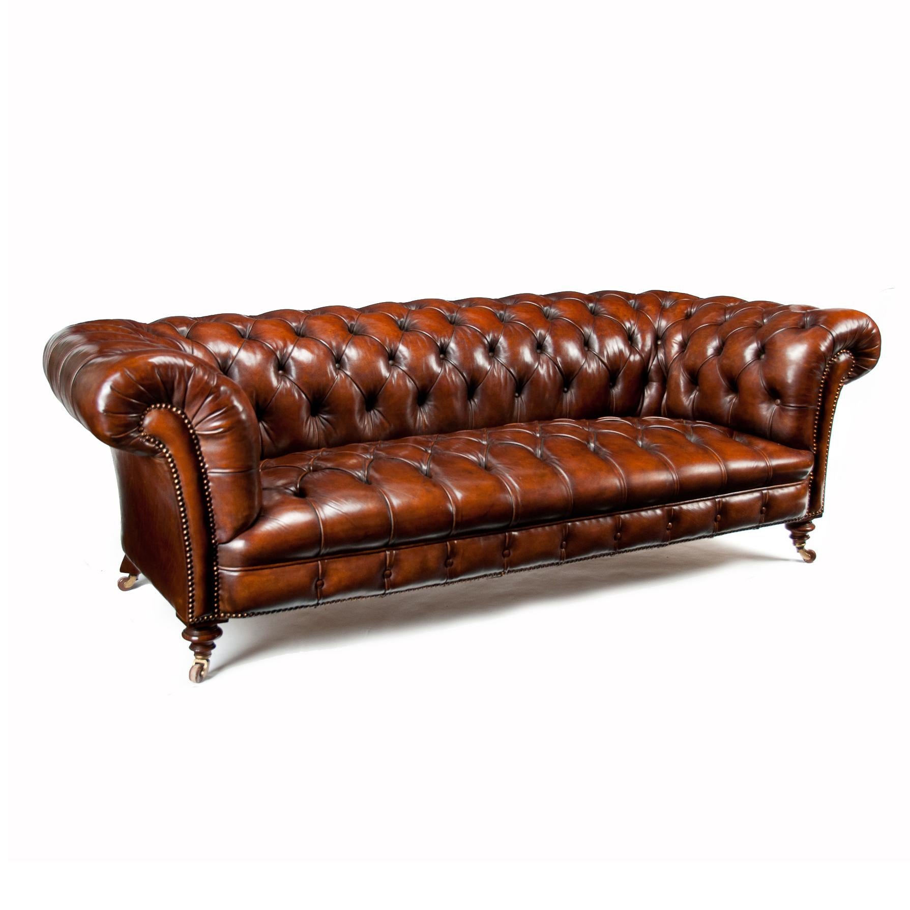 Wonderful 19th Century Deep Buttoned Leather Chesterfield by James Shoolbred 12