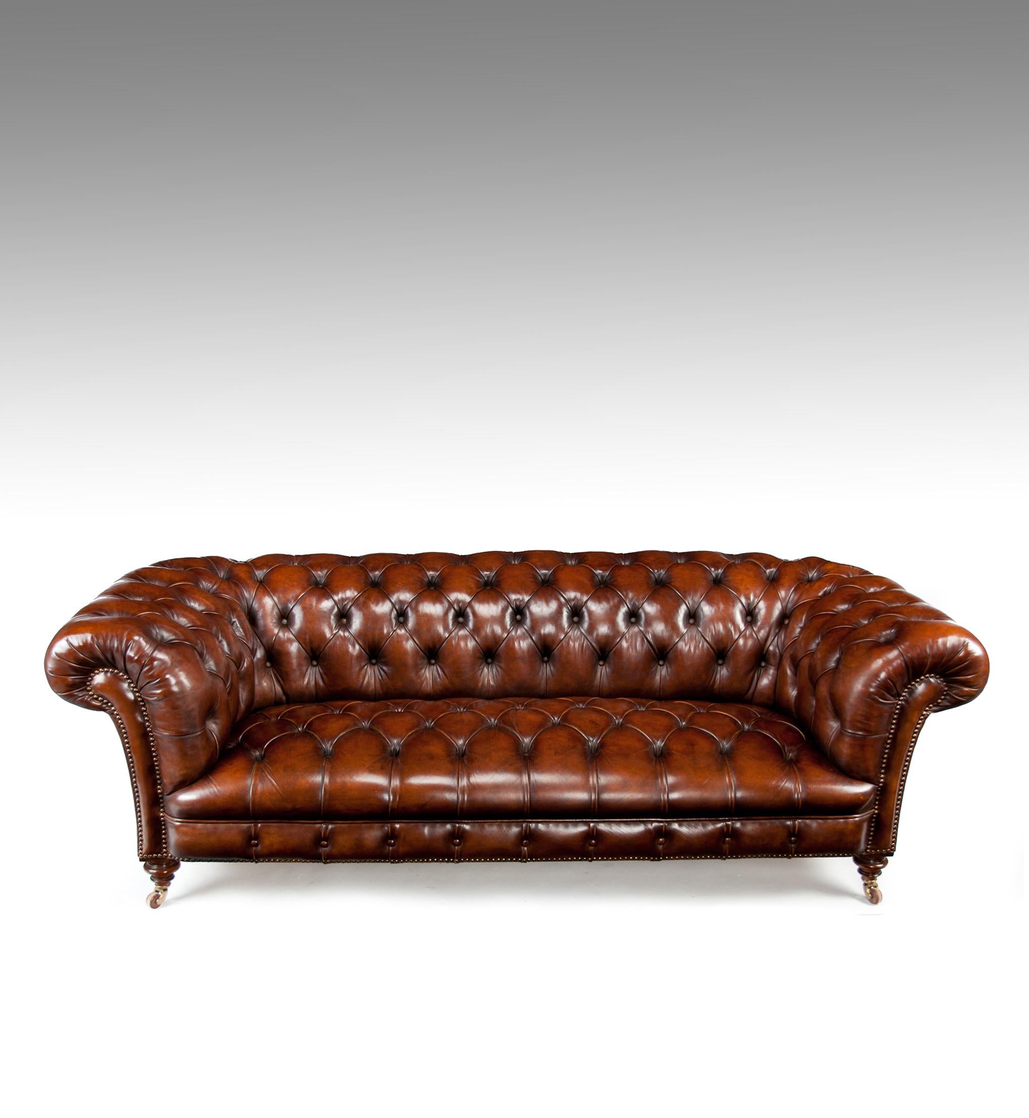 Victorian Wonderful 19th Century Deep Buttoned Leather Chesterfield by James Shoolbred