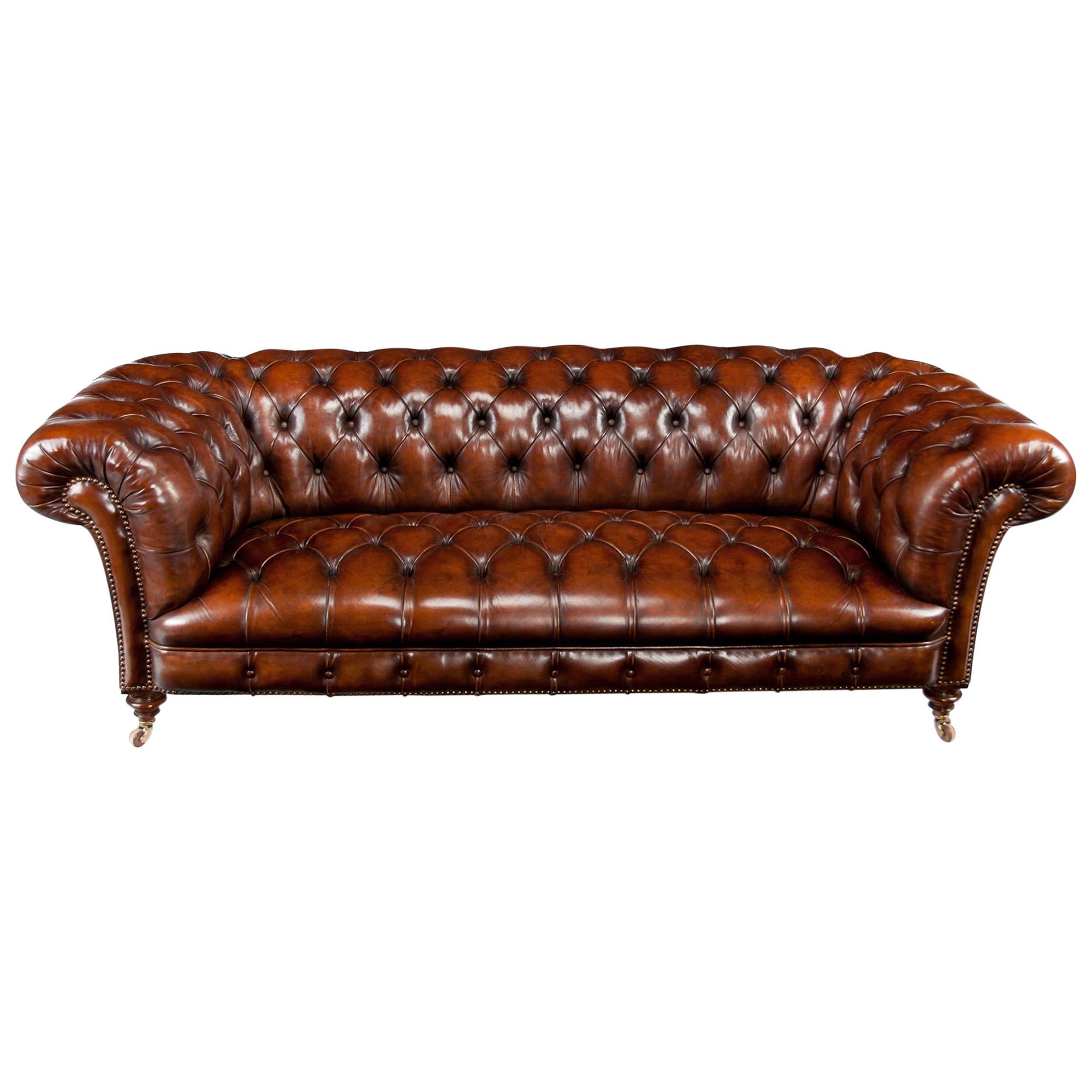 Wonderful 19th Century Deep Buttoned Leather Chesterfield by James Shoolbred