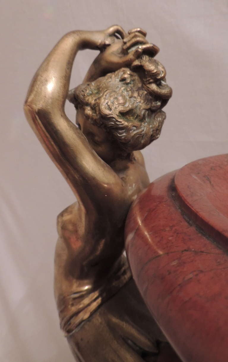 Wonderful 19th Century Doré Bronze Rouge Marble Monumental Figural Centerpiece 1