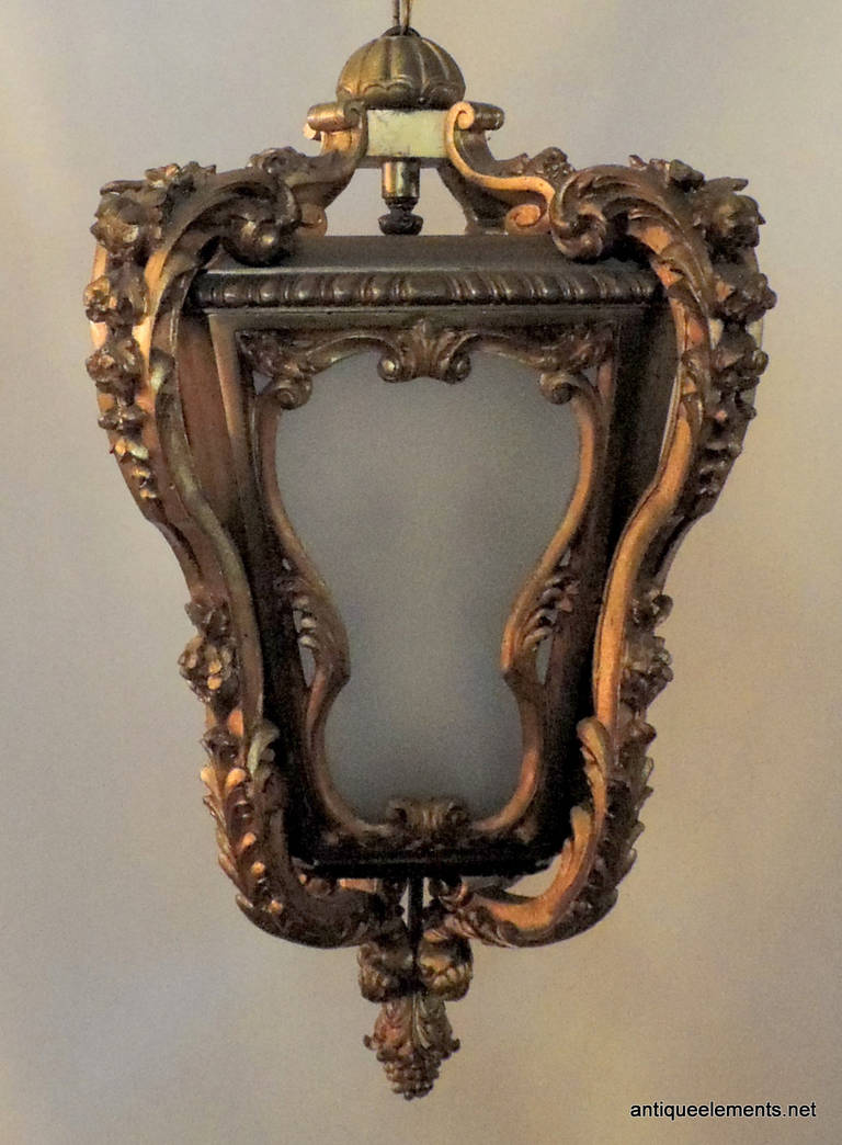 Maravillosa linterna francesa del siglo XIX Caldwell Regal Bronce Paneles de cristal esmerilado Rococó en venta