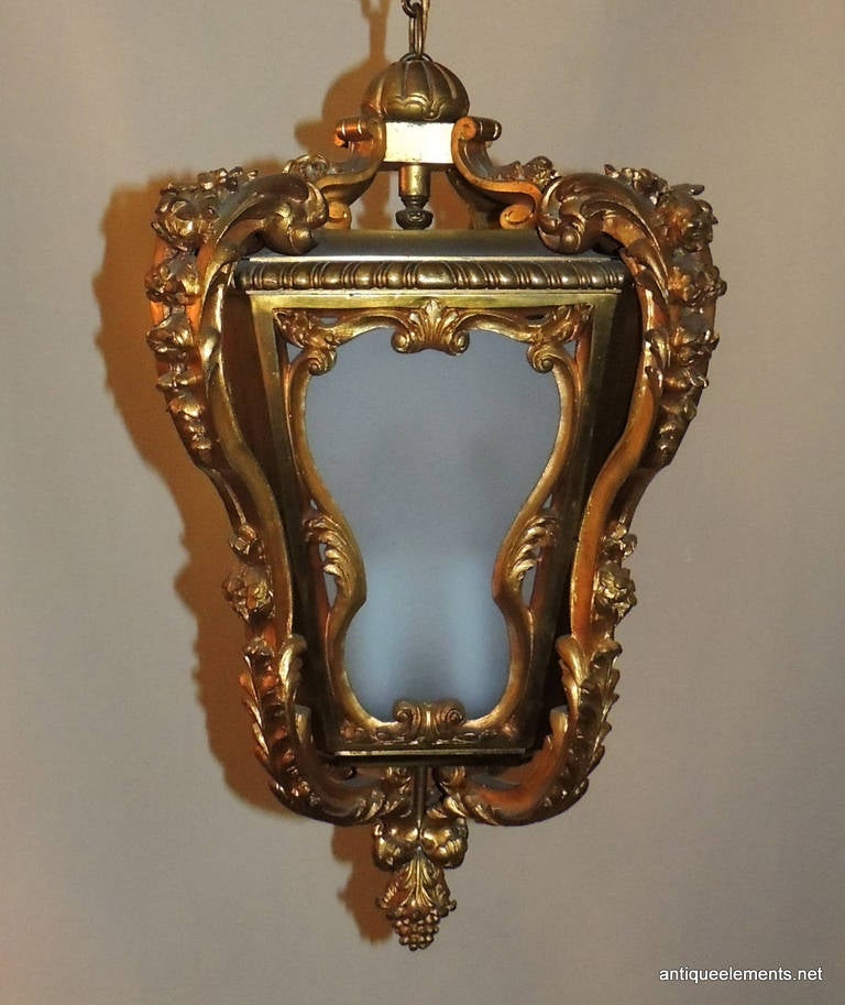 Rococo Wonderful 19th Century French Caldwell Regal Bronze Lantern Frosted Glass Panels For Sale