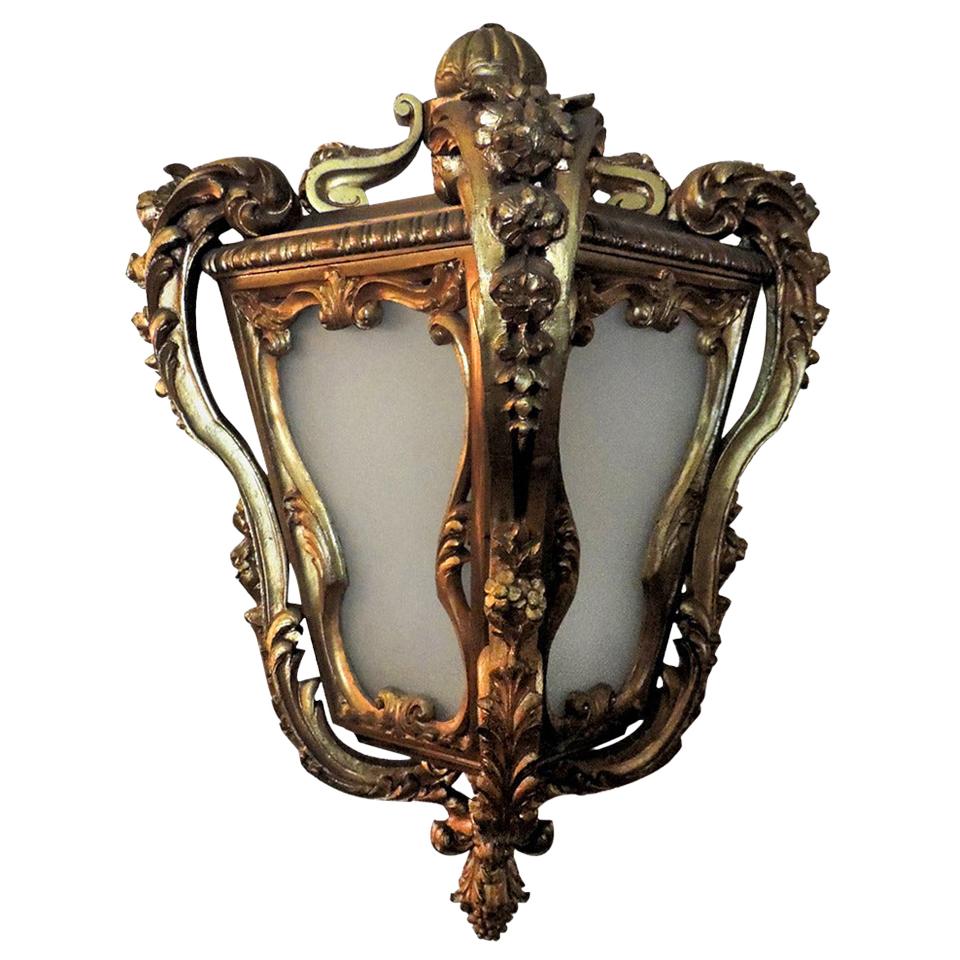 Wonderful 19th Century French Caldwell Regal Bronze Lantern Frosted Glass Panels For Sale