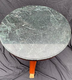 Wonderful 19th Century French Empire Round Green Marble-Top Gilt Center Table