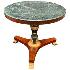 Wonderful 19th Century French Empire Round Green Marble-Top Gilt Center Table