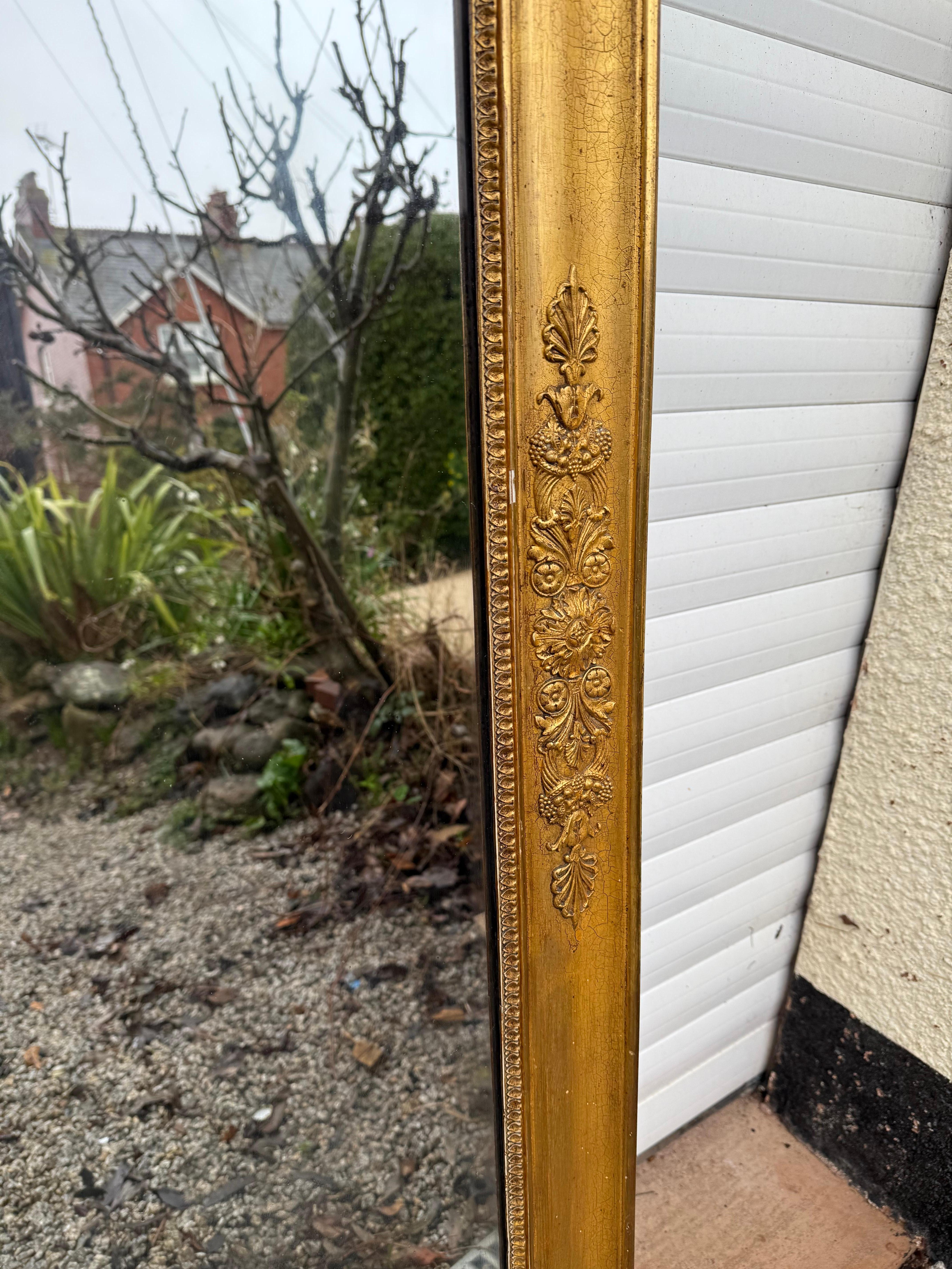 Magnifique miroir mural doré du 19ème siècle, style empire Bon état - En vente à Budleigh Salterton, GB
