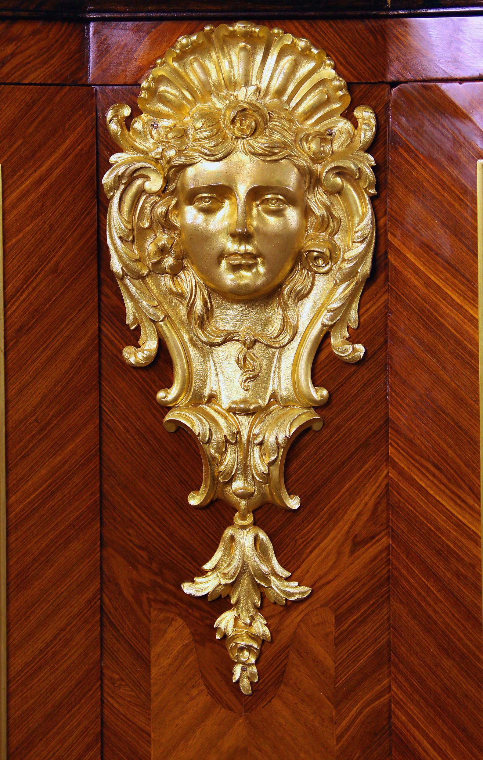 Belle Époque Wonderful 19th Century Gilt Bronze Mounted Louis XVI Style Palace Size Cabinet For Sale