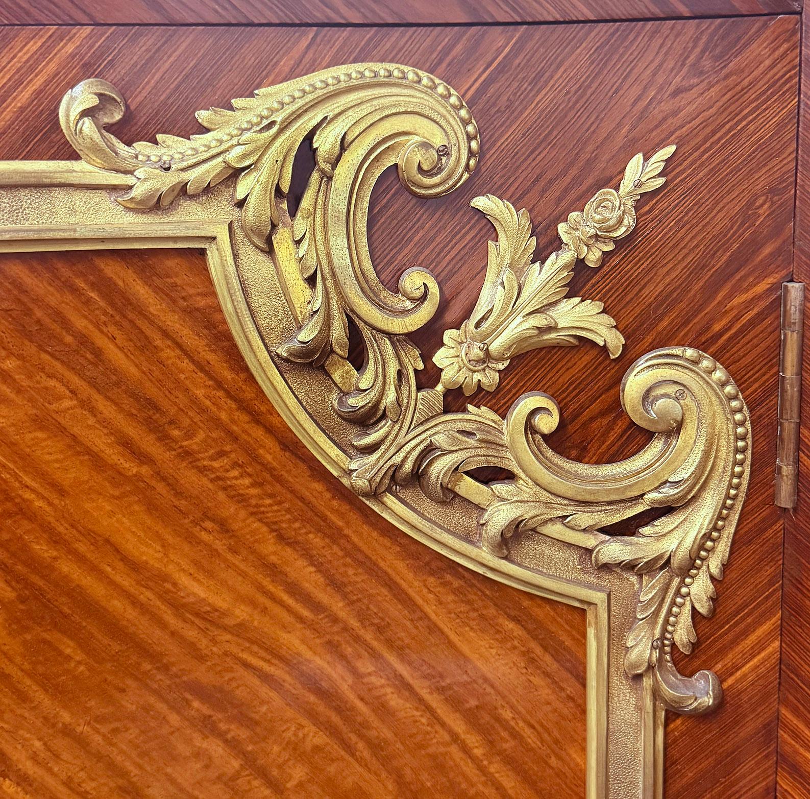 Wonderful 19th Century Gilt Bronze Mounted Louis XVI Style Palace Size Cabinet For Sale 2
