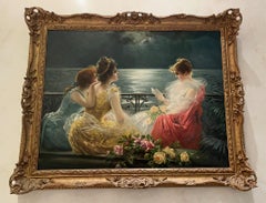 Merveilleuse peinture à l'huile sur toile du XIXe siècle de la main de Vittorio Matteo Corcos