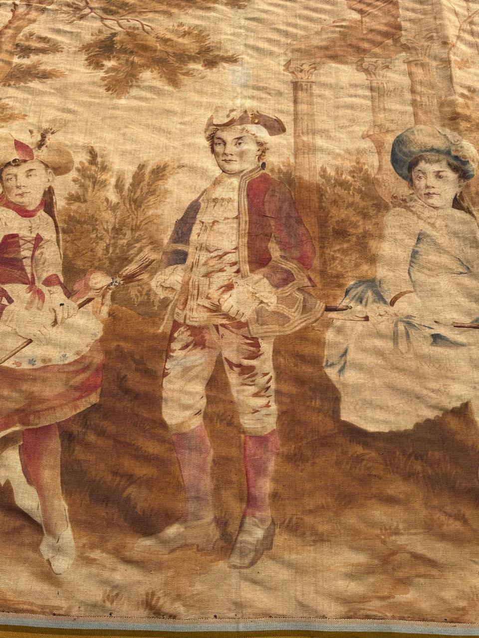 Wunderschöner französischer Aubusson-Wandteppich, handgedruckt und bemalt, 19. Jahrhundert im Angebot 9
