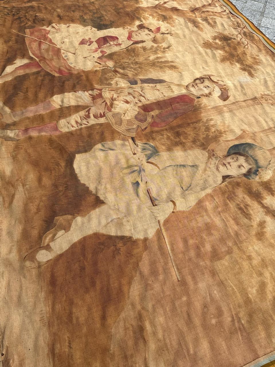 Wunderschöner französischer Aubusson-Wandteppich, handgedruckt und bemalt, 19. Jahrhundert im Angebot 13
