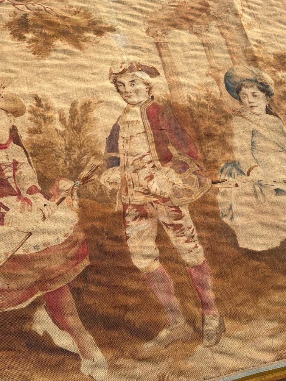 Wunderschöner französischer Aubusson-Wandteppich, handgedruckt und bemalt, 19. Jahrhundert (Französisch) im Angebot