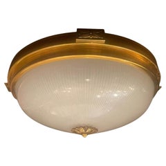Wonderful 3 Large French Bronze Starburst Glass Flush Mount Plafoniere Fixtures