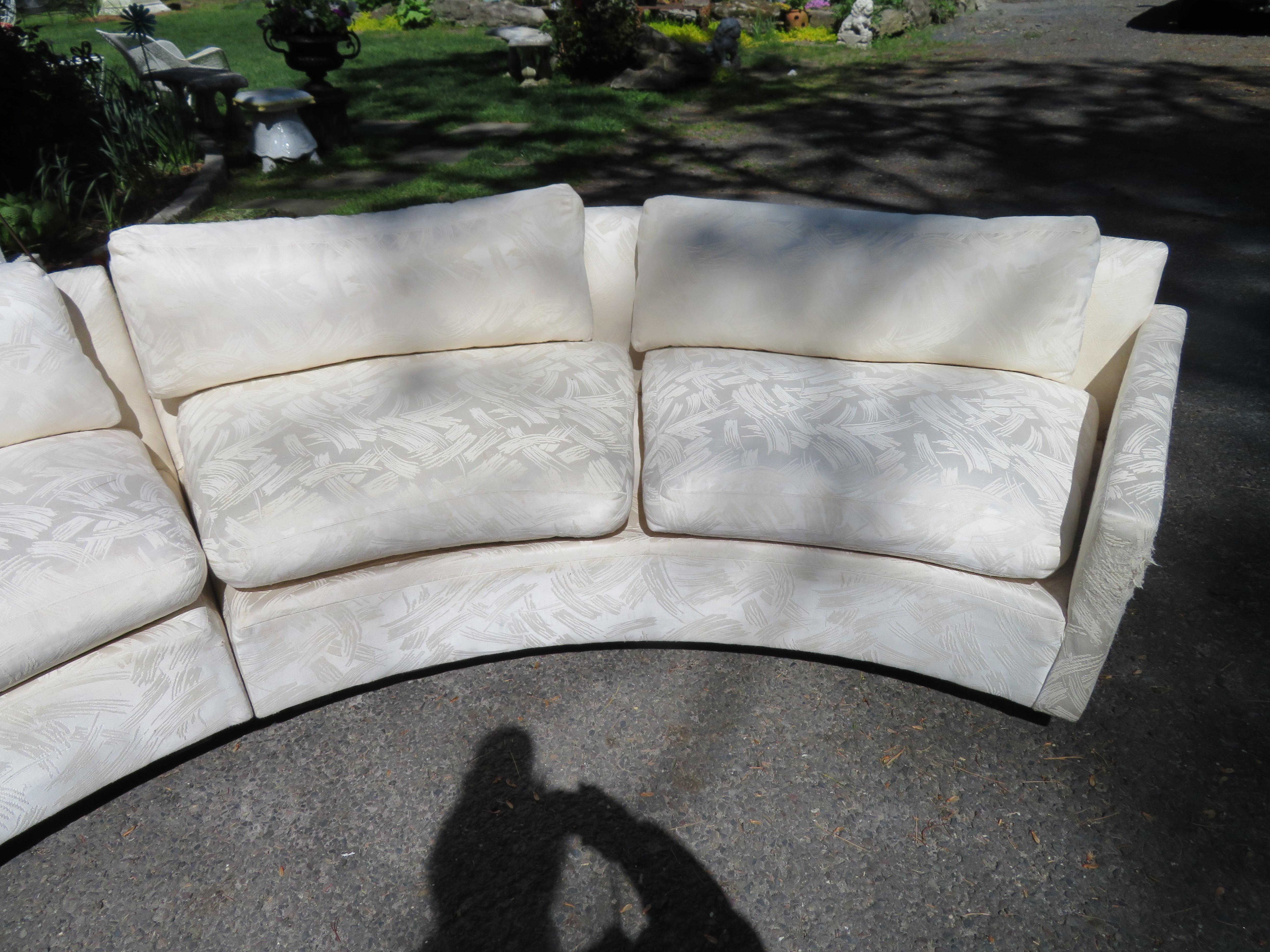 Late 20th Century Wonderful 3 Piece Milo Baughman Circular Sofa Sectional Mid-Century Modern