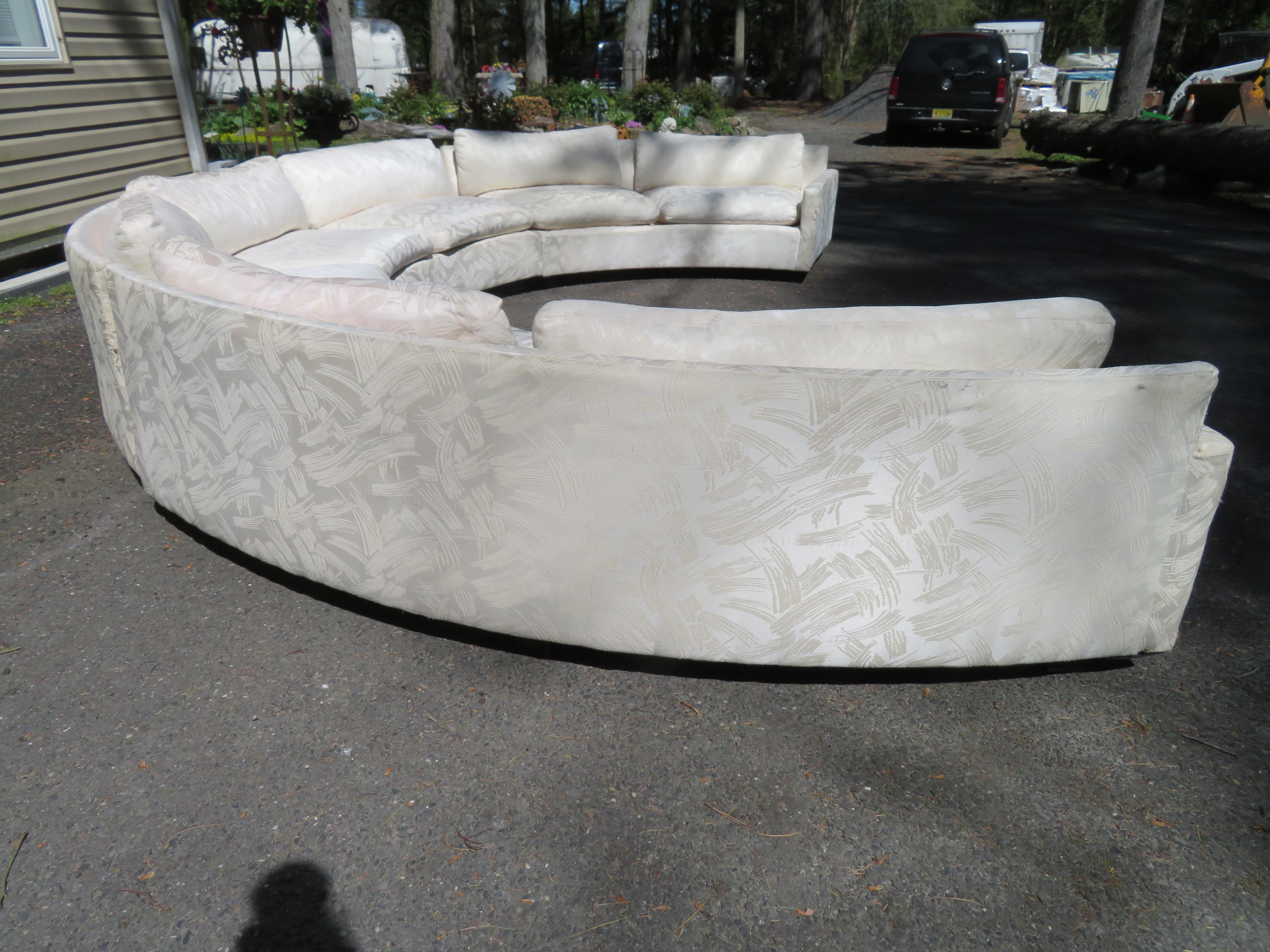 Wonderful 3 Piece Milo Baughman Circular Sofa Sectional Mid-Century Modern 1