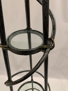 Wonderful 3 Tier Spiral Iron & Glass Etagere Shelves