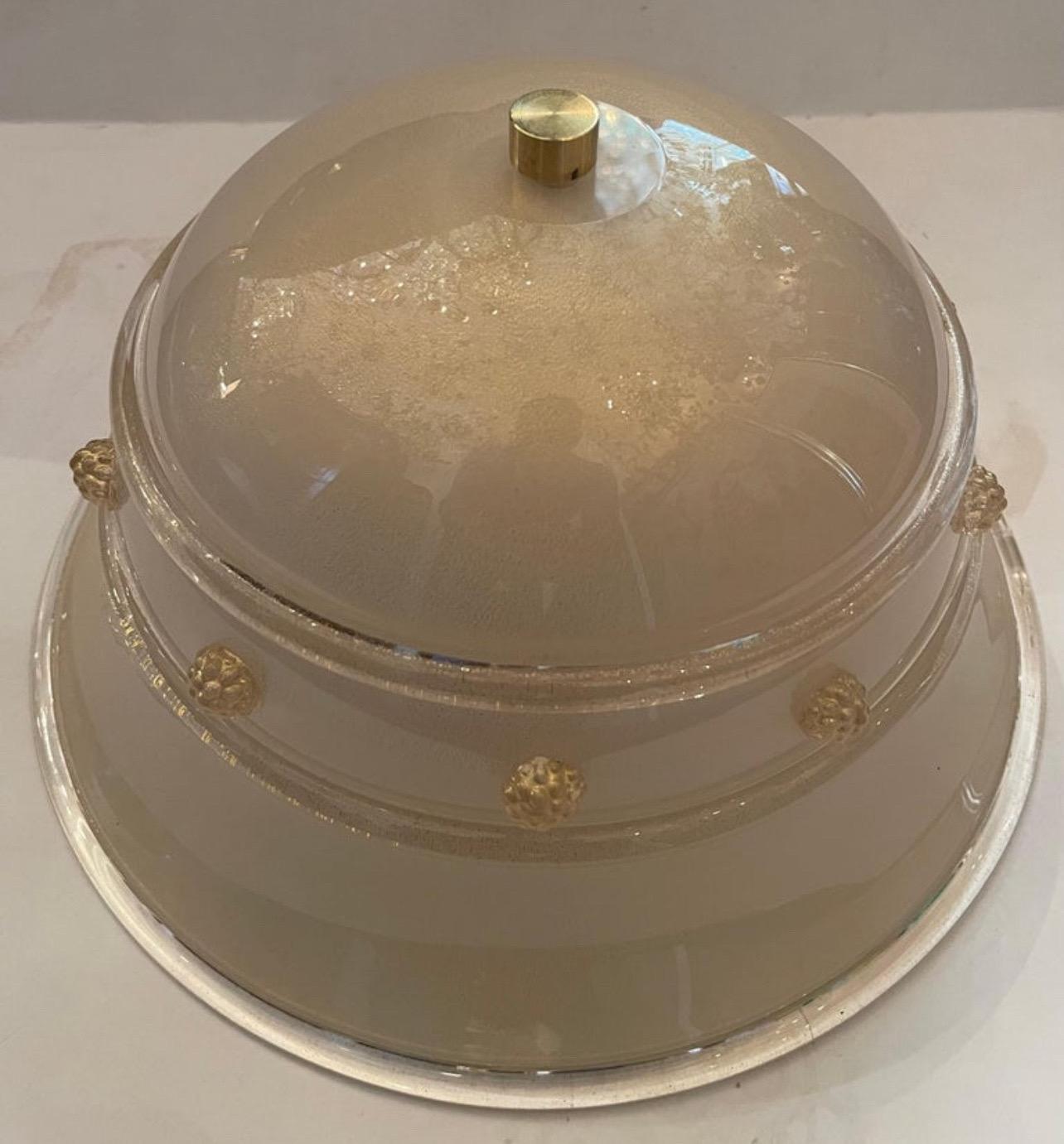 italien Merveilleux 4 luminaires en verre d'art soufflé de Murano avec écailles d'or en vente