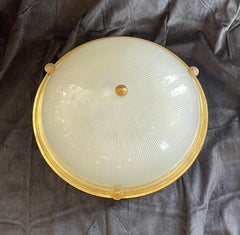 Maravilloso 5 Grandes Plafoneras de Bronce Francés con Cristal Estrellado