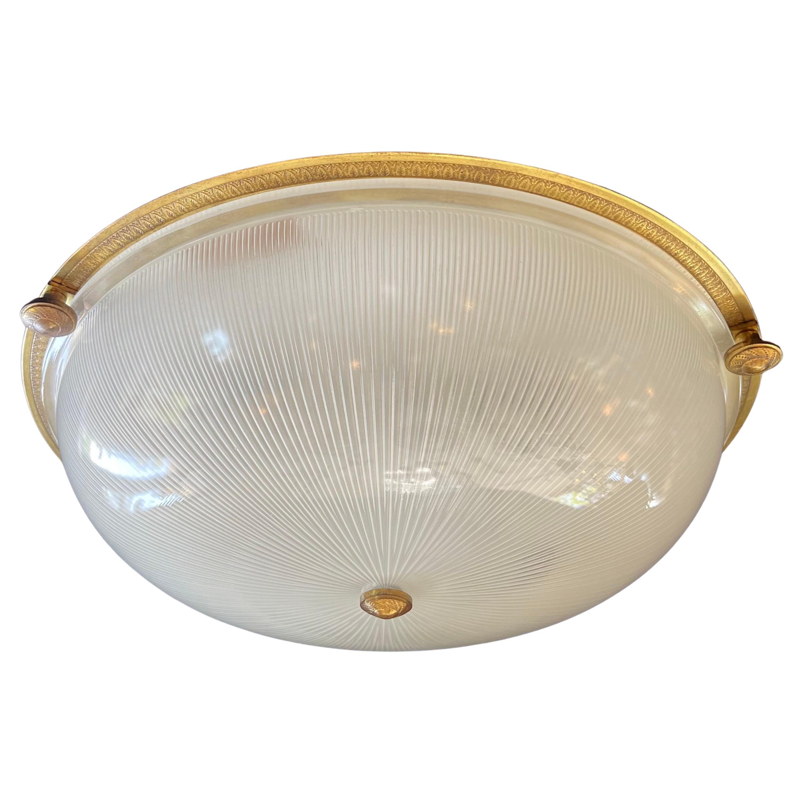 Wonderful 5 Large French Bronze Starburst Glass Flush Mount Plafoniere Fixtures