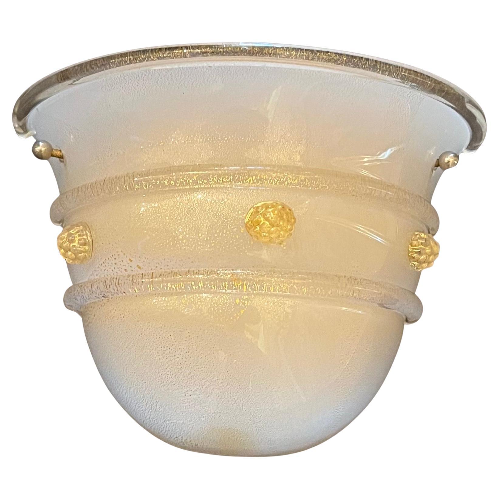 Wonderful 7 Barovier & Toso Murano Blown Art Glass Gold Flake Infused Sconces