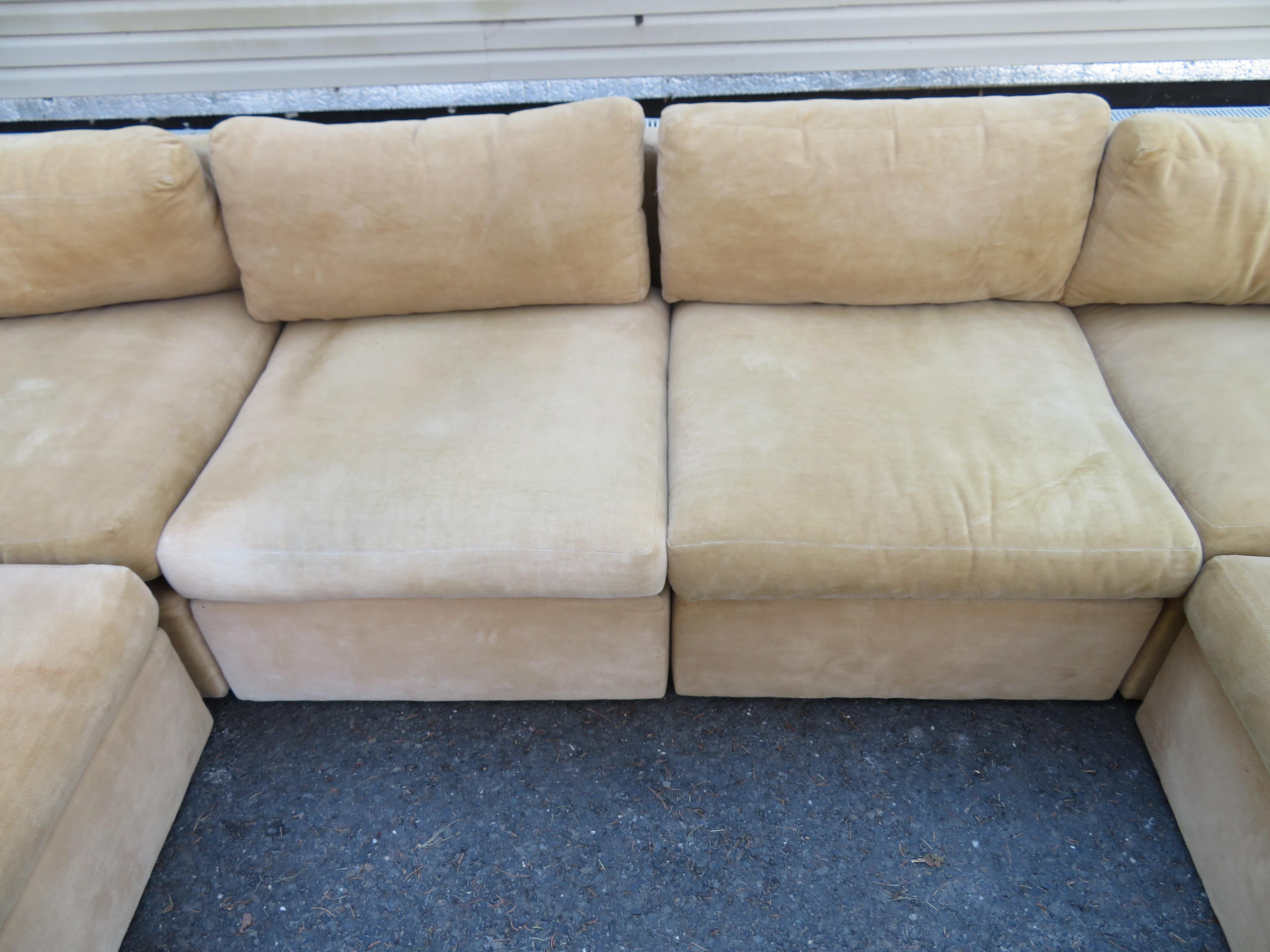 Wonderful 8 Piece Milo Baughman Curved Seat Sectional Sofa Mid-Century Modern 2