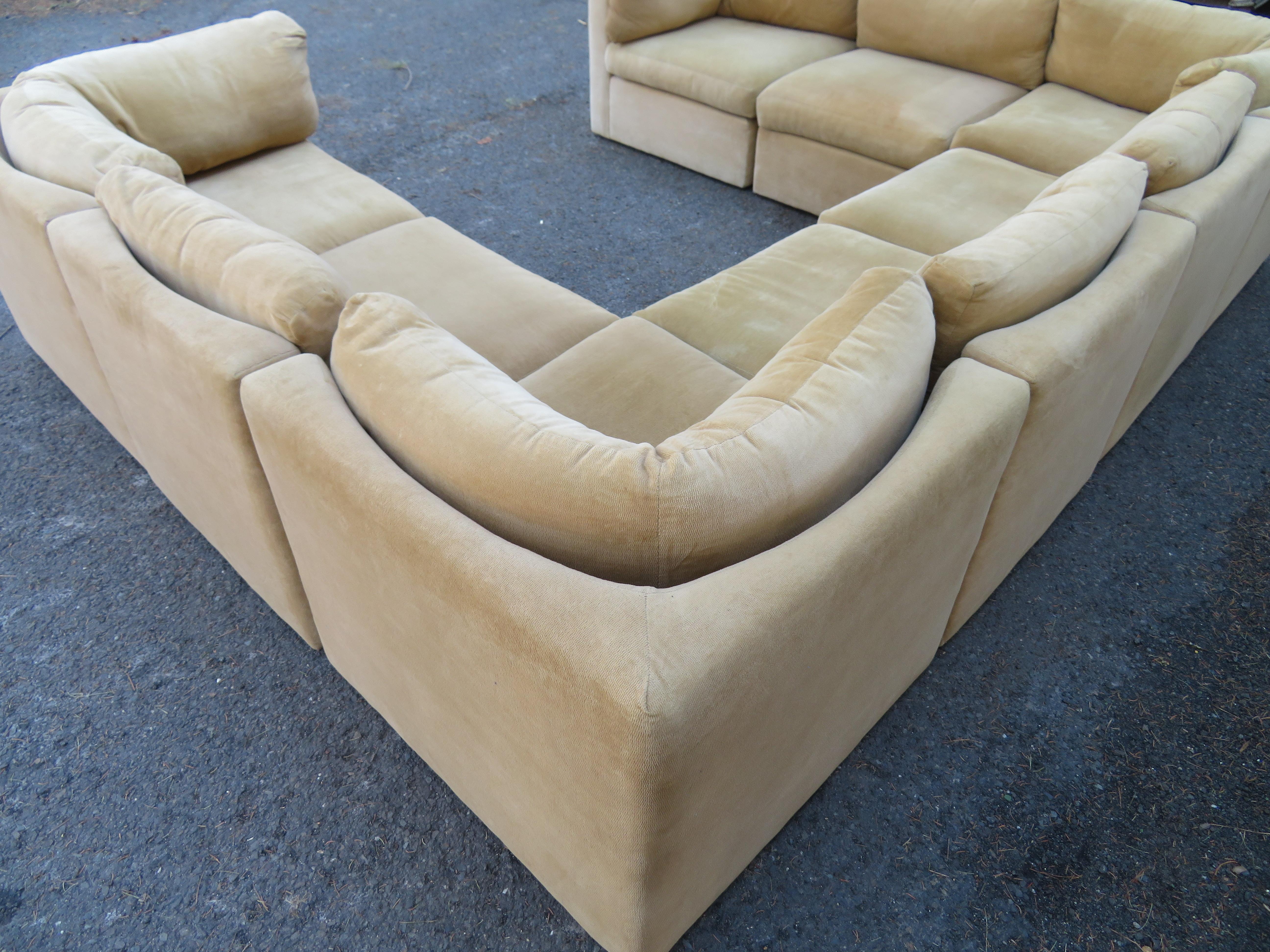 Wonderful 8 Piece Milo Baughman Curved Seat Sectional Sofa Mid-Century Modern 5