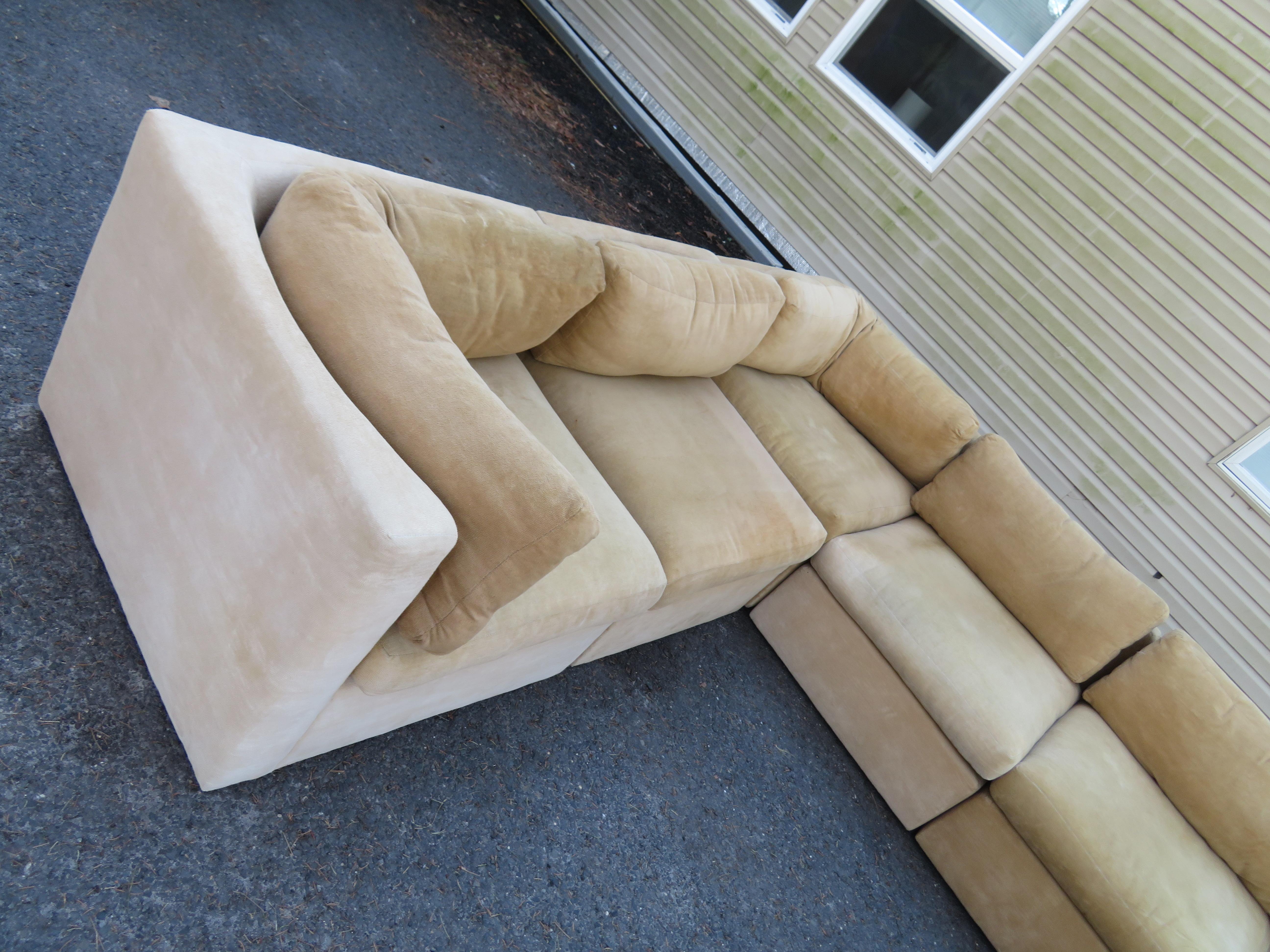 American Wonderful 8 Piece Milo Baughman Curved Seat Sectional Sofa Mid-Century Modern