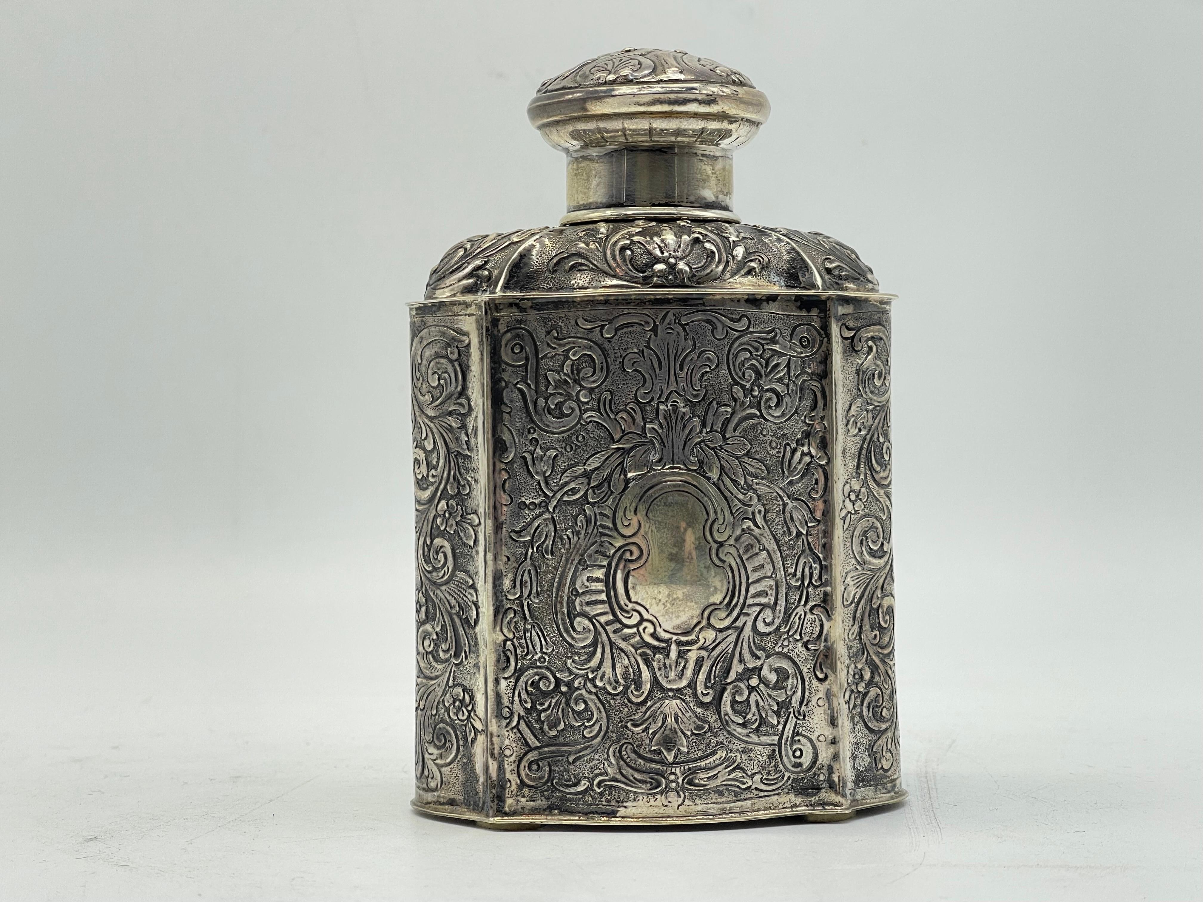 Wonderful 835 Silver Tea Caddy lidded Box Can Christoph Widmann Germany handmade For Sale 6