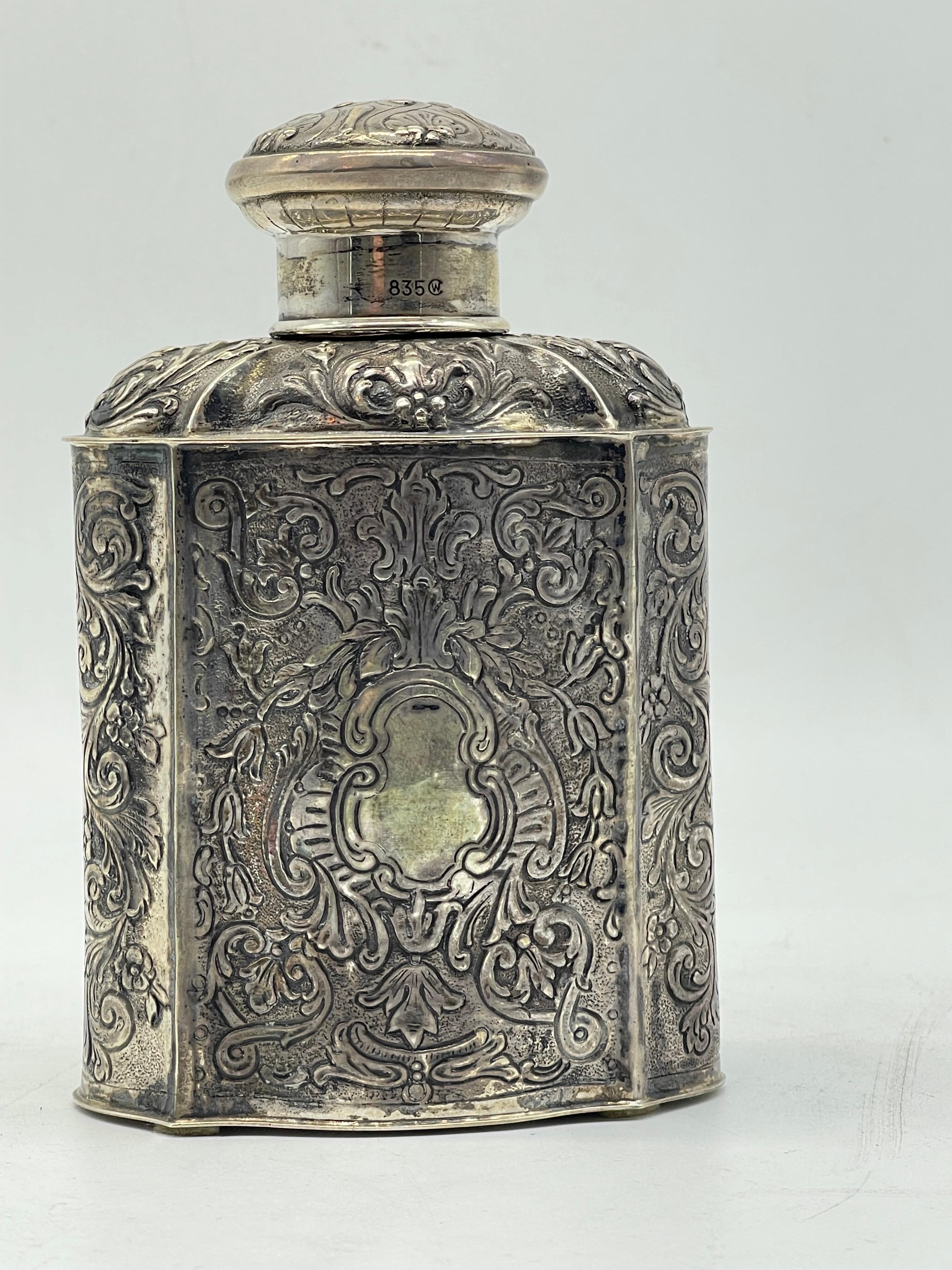 Wonderful 835 Silver Tea Caddy lidded Box Can Christoph Widmann Germany handmade For Sale 8