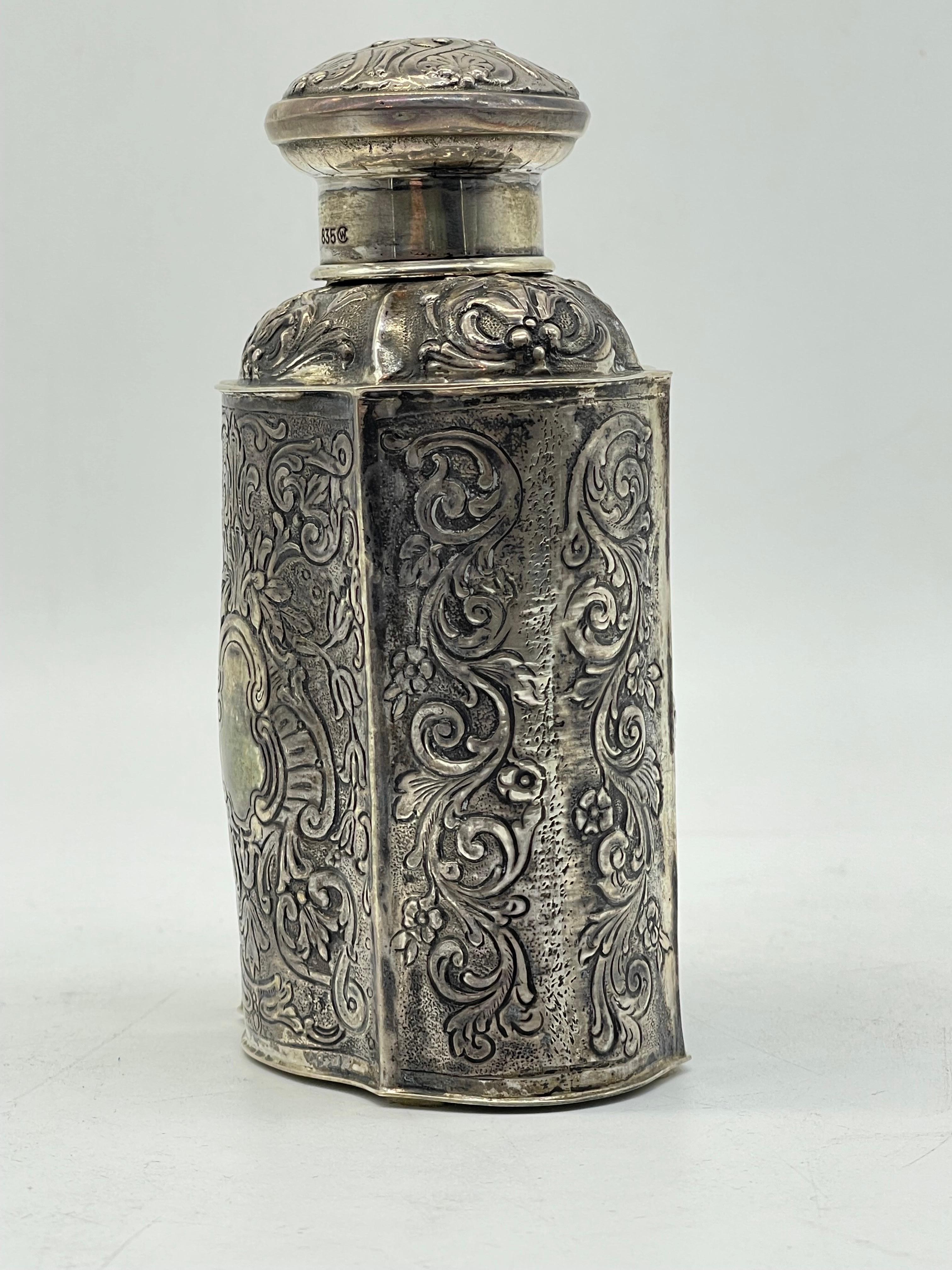 Wonderful 835 Silver Tea Caddy lidded Box Can Christoph Widmann Germany handmade For Sale 9