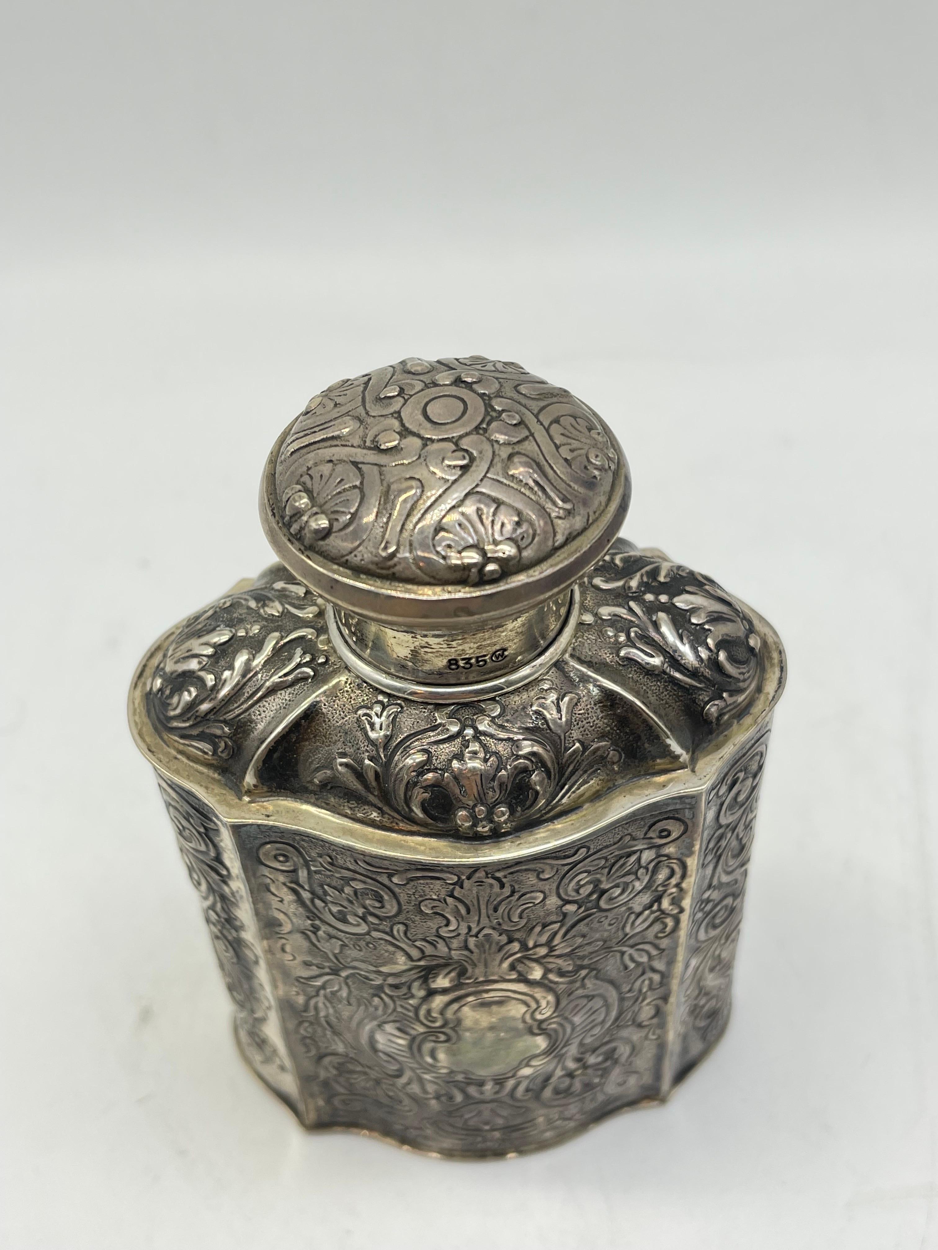 Wonderful 835 Silver Tea Caddy lidded Box Can Christoph Widmann Germany handmade For Sale 11