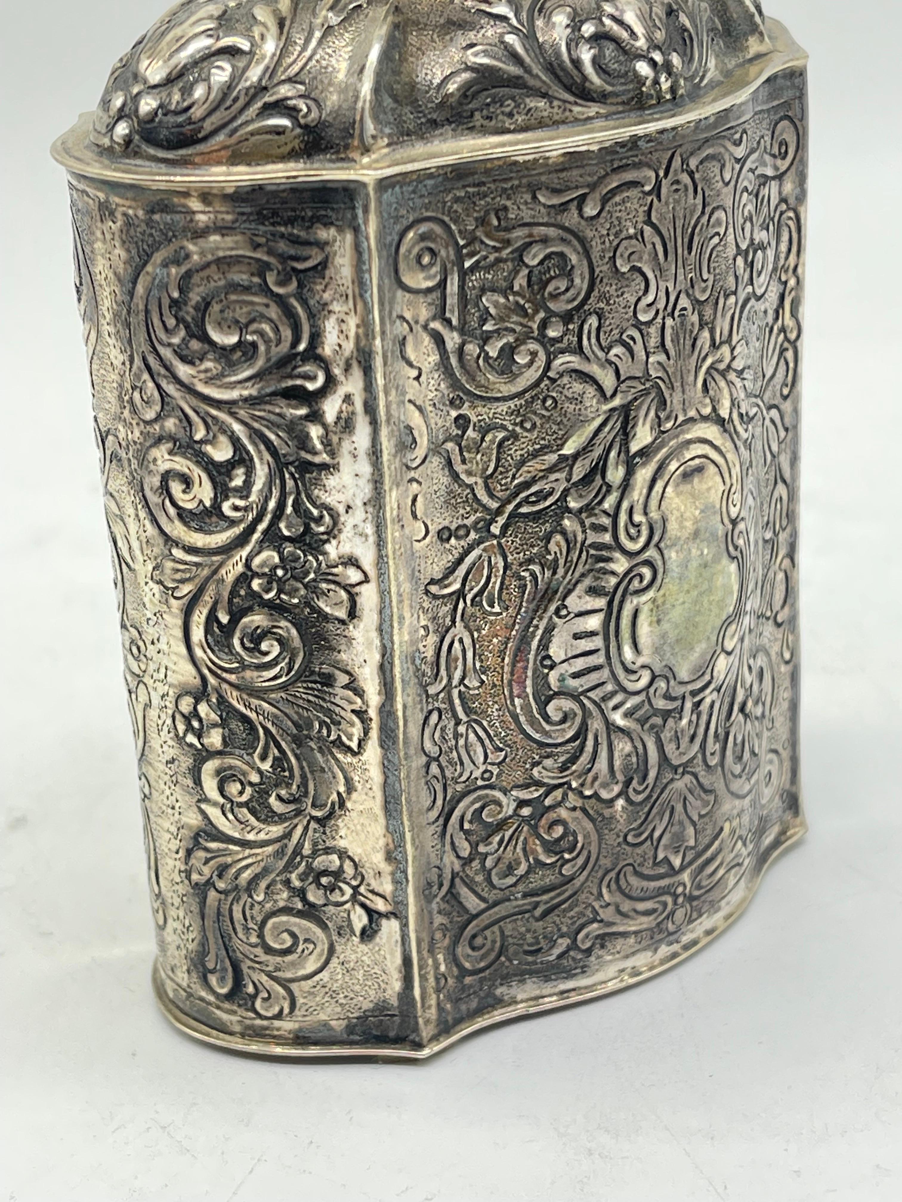 Merveilleuse boîte à thé avec couvercle en argent 835 Christoph Widmann, Allemagne, fabriquée à la main en vente 11