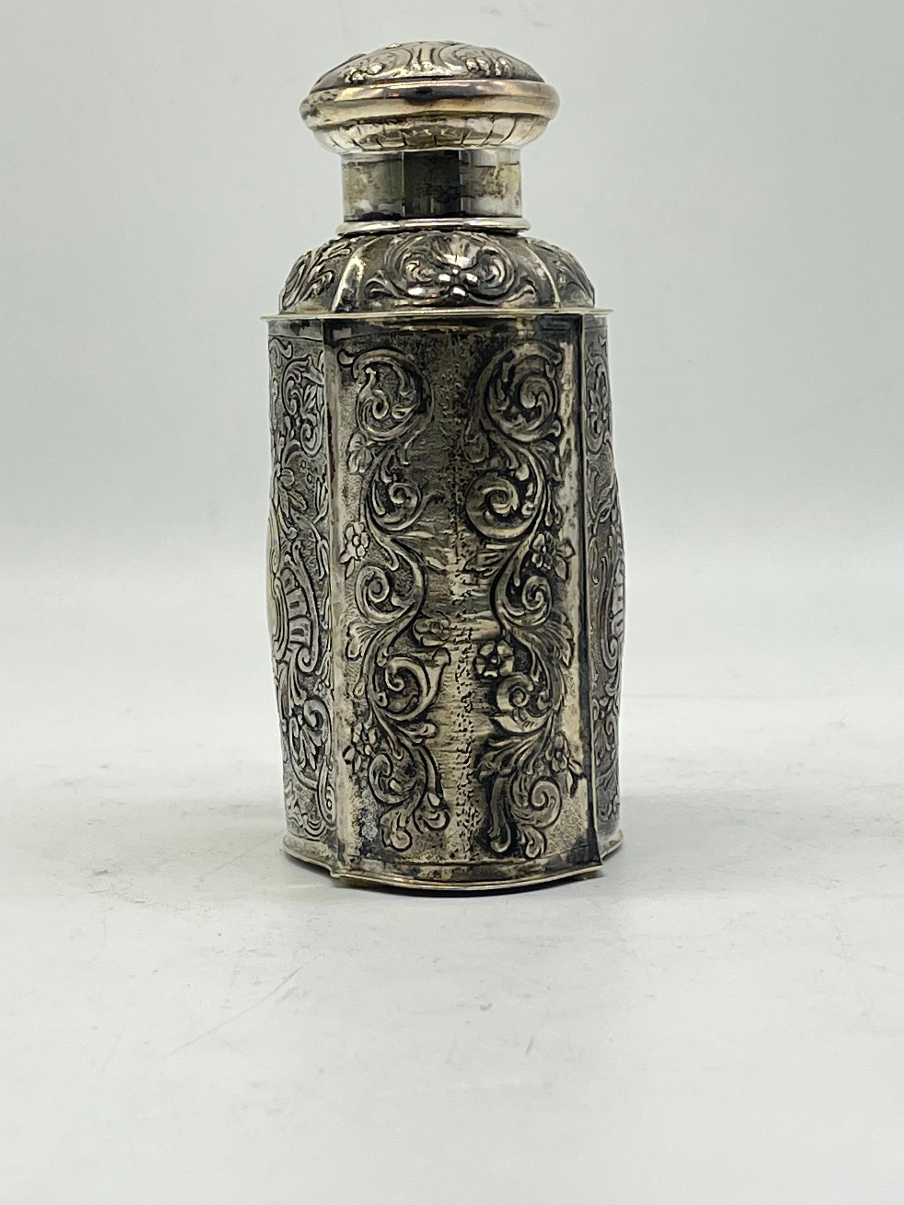19th Century Wonderful 835 Silver Tea Caddy lidded Box Can Christoph Widmann Germany handmade For Sale