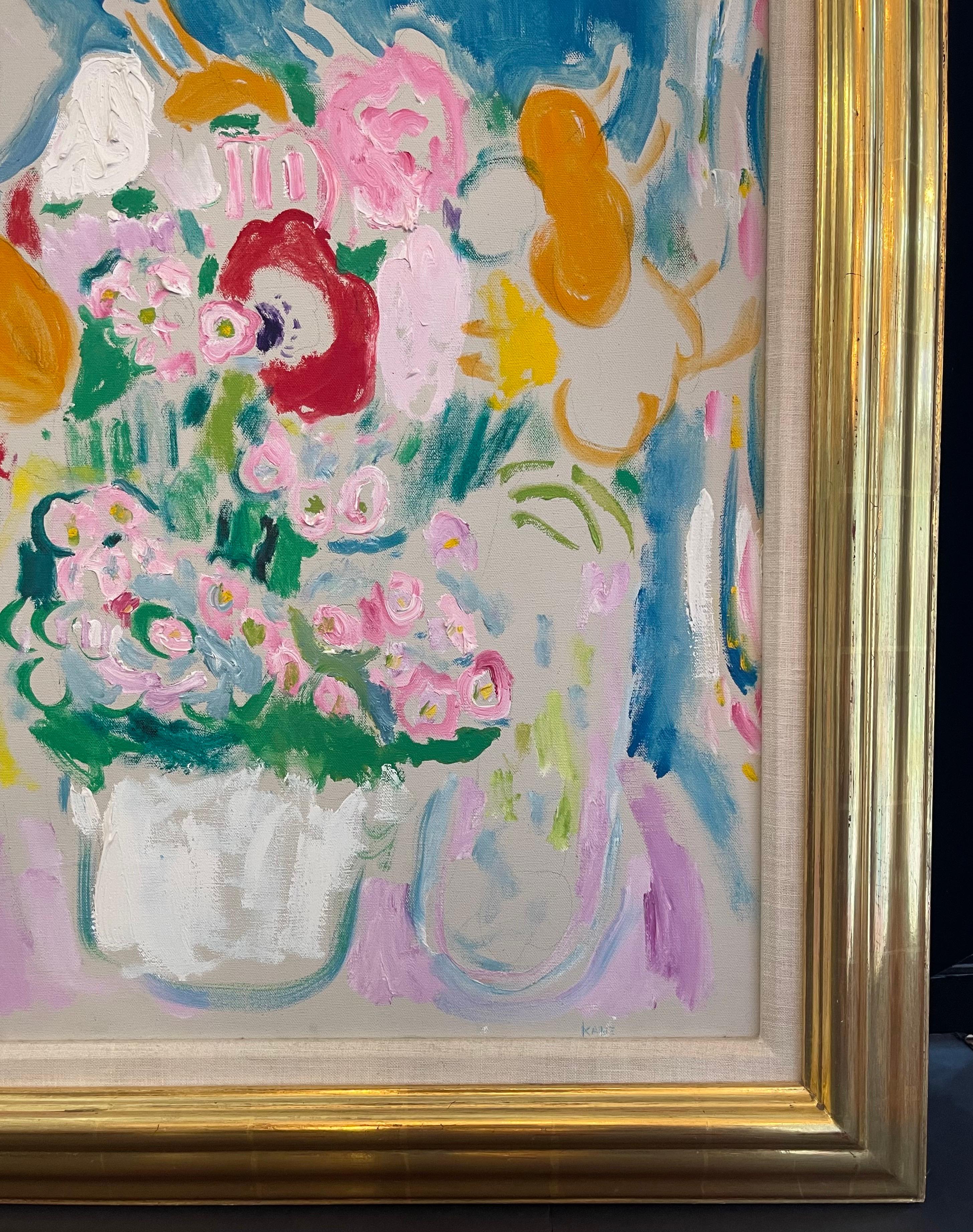 North American Wonderful Abstract Bouquet Flowers Acrylic Oil Canvas Painting Bob Paul Kane