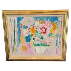 Wonderful Abstract Bouquet Flowers Acrylic Oil Canvas Painting Bob Paul Kane