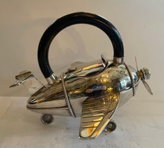 Wonderful Airplane Form Modern Silver Plate Martini Cocktail Bar Shaker