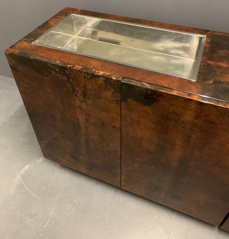 Wonderful Aldo Tura Sideboard with Bar and Refrigerator For Sale at