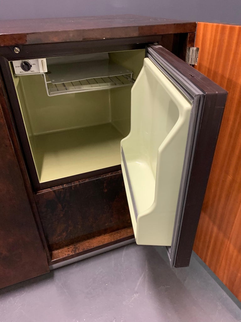 Wonderful Aldo Tura Sideboard with Bar and Refrigerator For Sale at