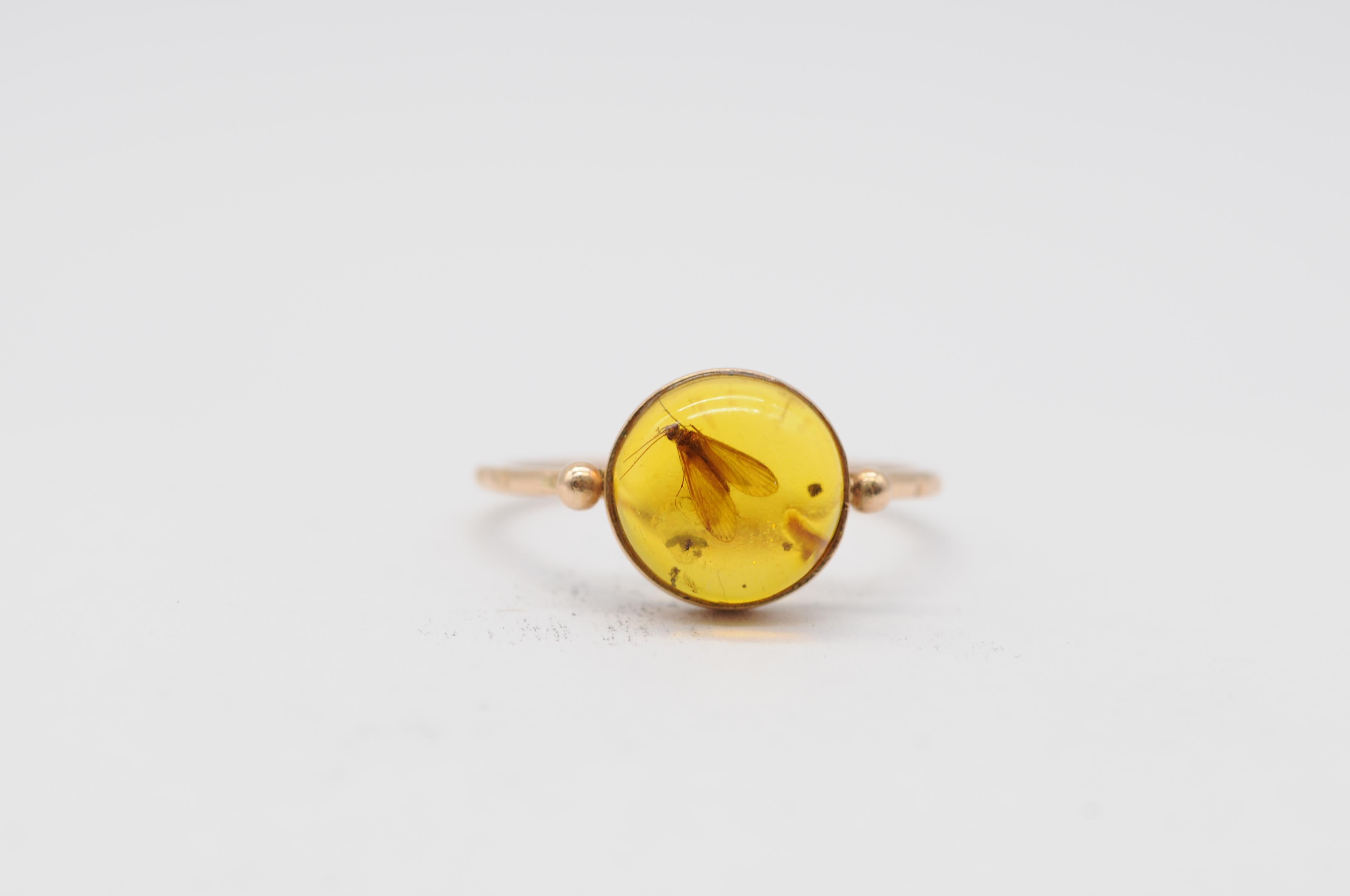 wonderful amber ring with insect included For Sale 4