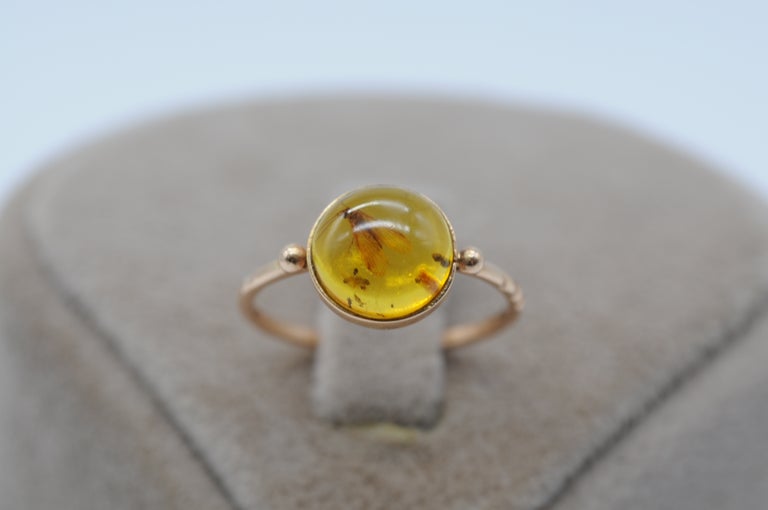 wonderful amber ring with insect included For Sale at 1stDibs