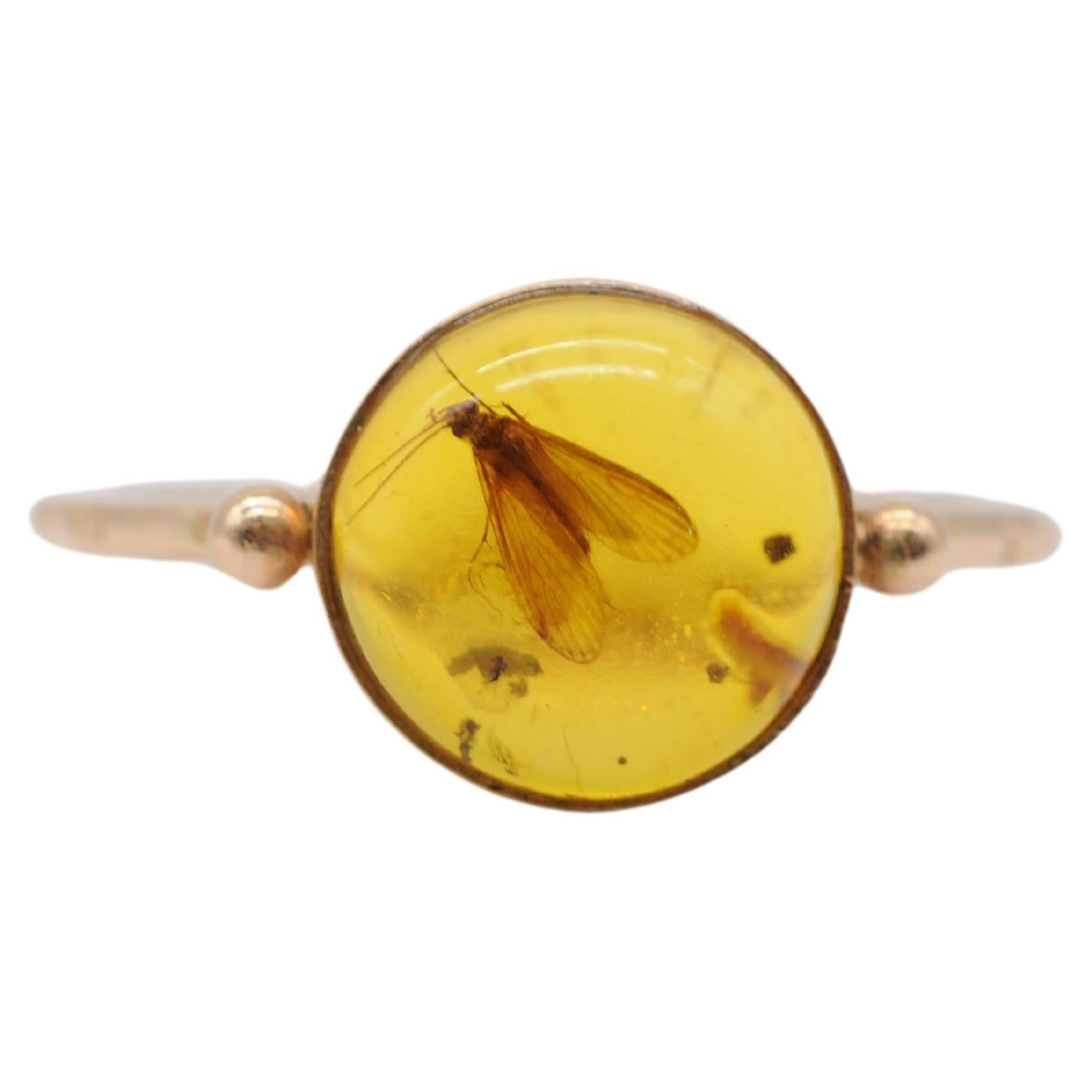 wonderful amber ring with insect included For Sale