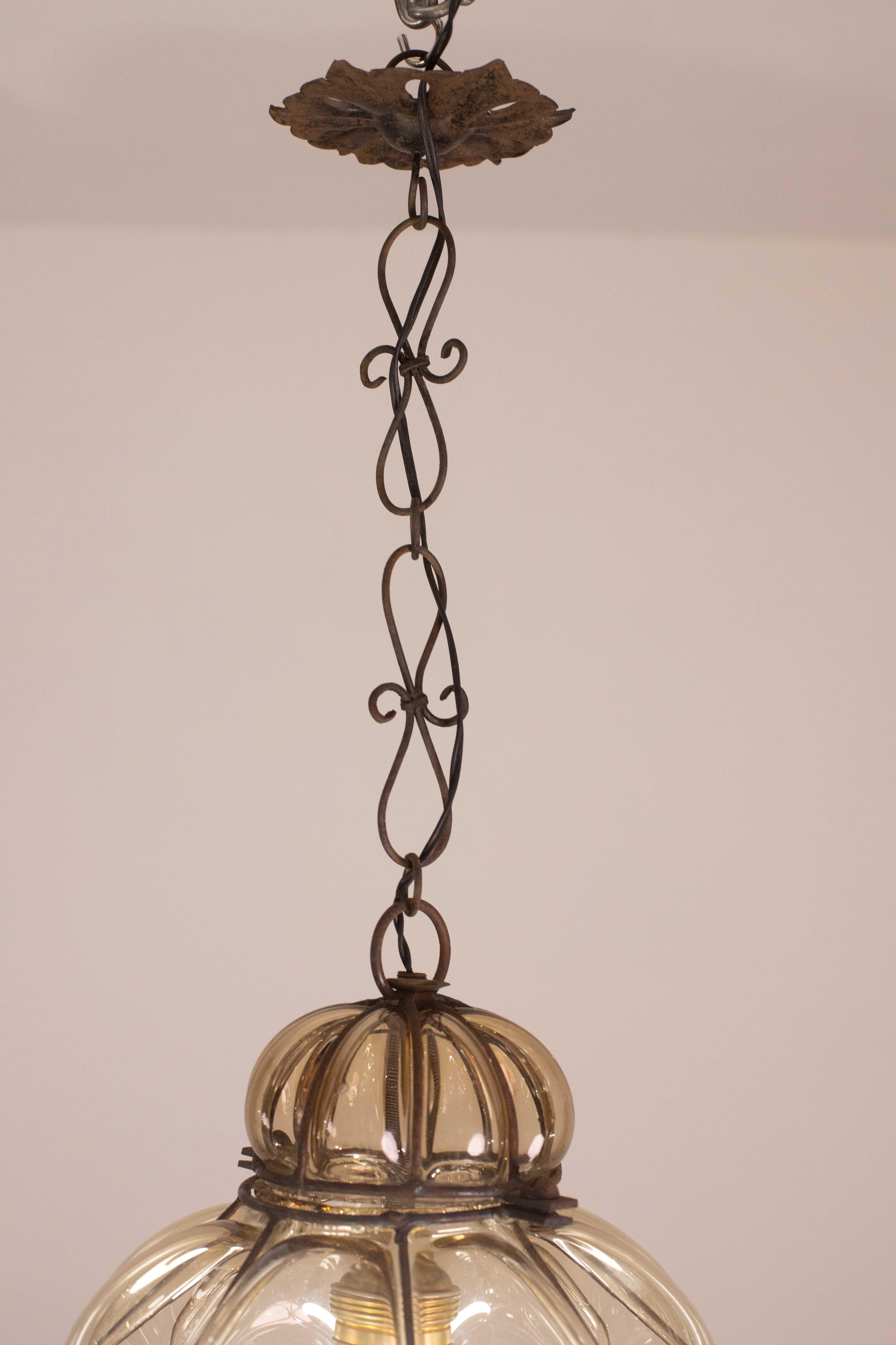 Wonderful Amber Vintage Venetian Lantern, Seguso Murano Glass, Italy, 1950s en venta 5
